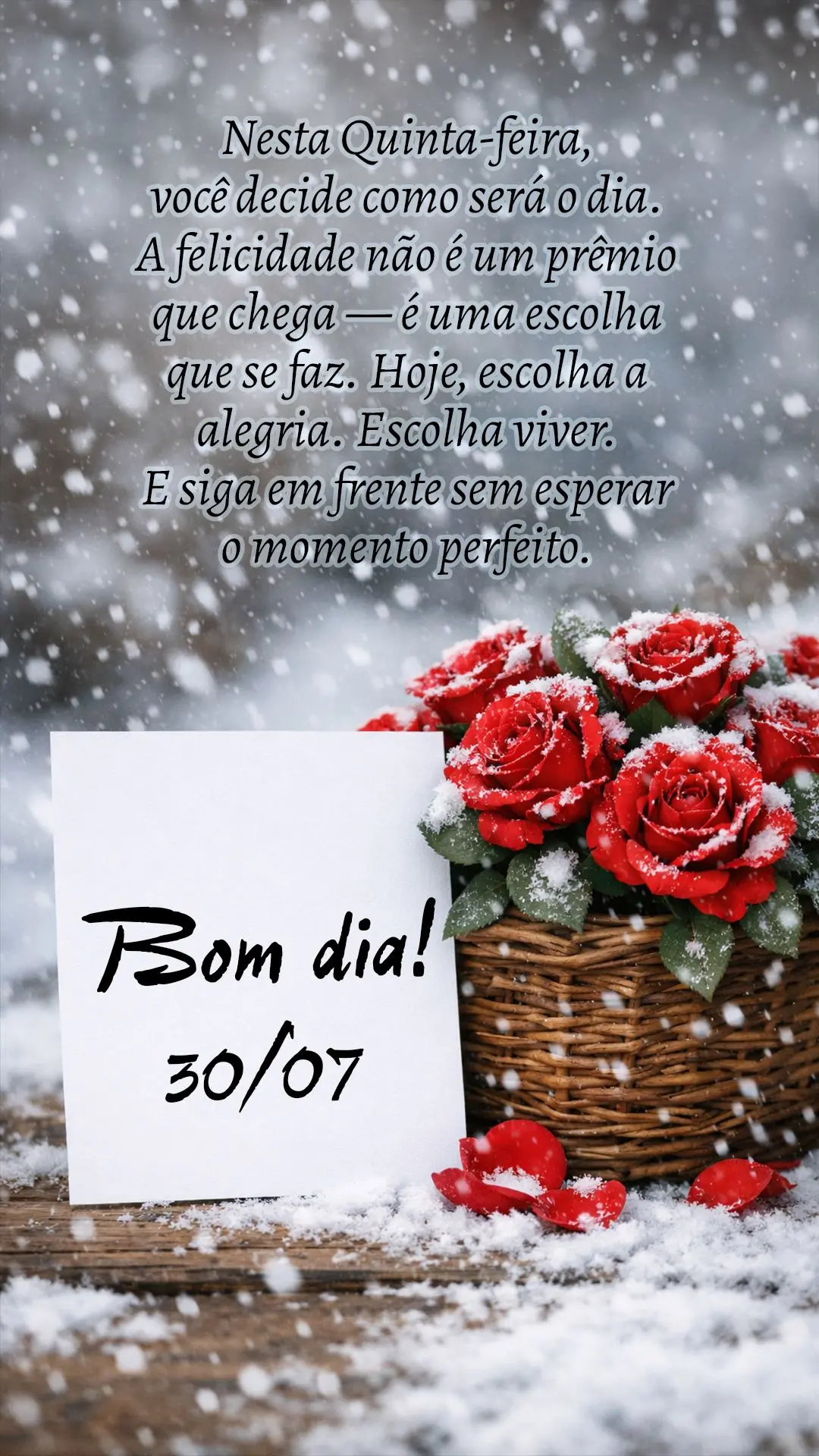 Bom dia! Nesta quinta-feira, você decide como será o dia. A felicidade não é um prêmio que chega — é uma escolha que se faz. Hoje, escolha a aleg...