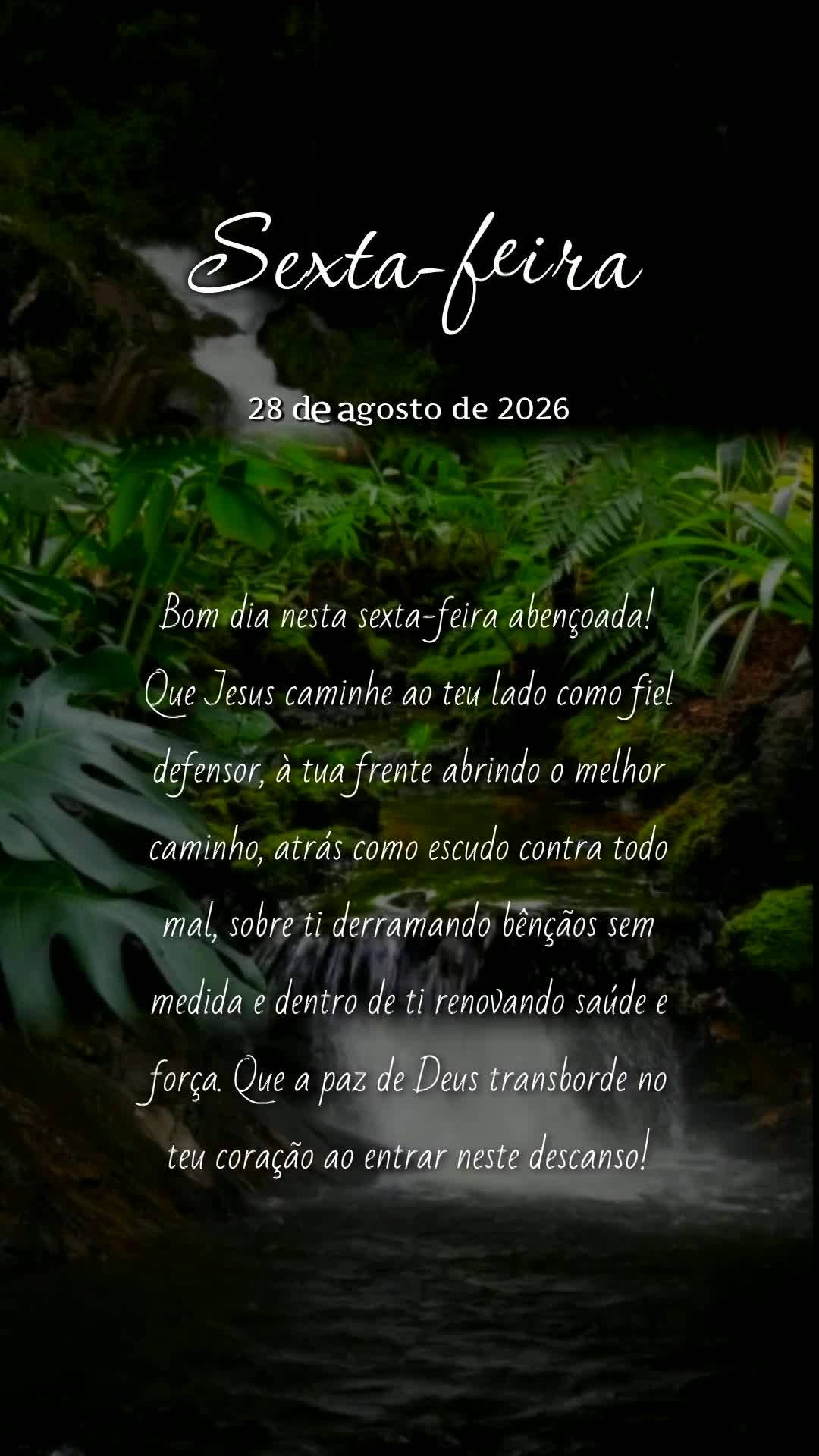Bom dia nesta sexta-feira abençoada! Que Jesus caminhe ao teu lado como fiel defensor, à tua frente abrindo o melhor caminho, atrás como escudo contra...