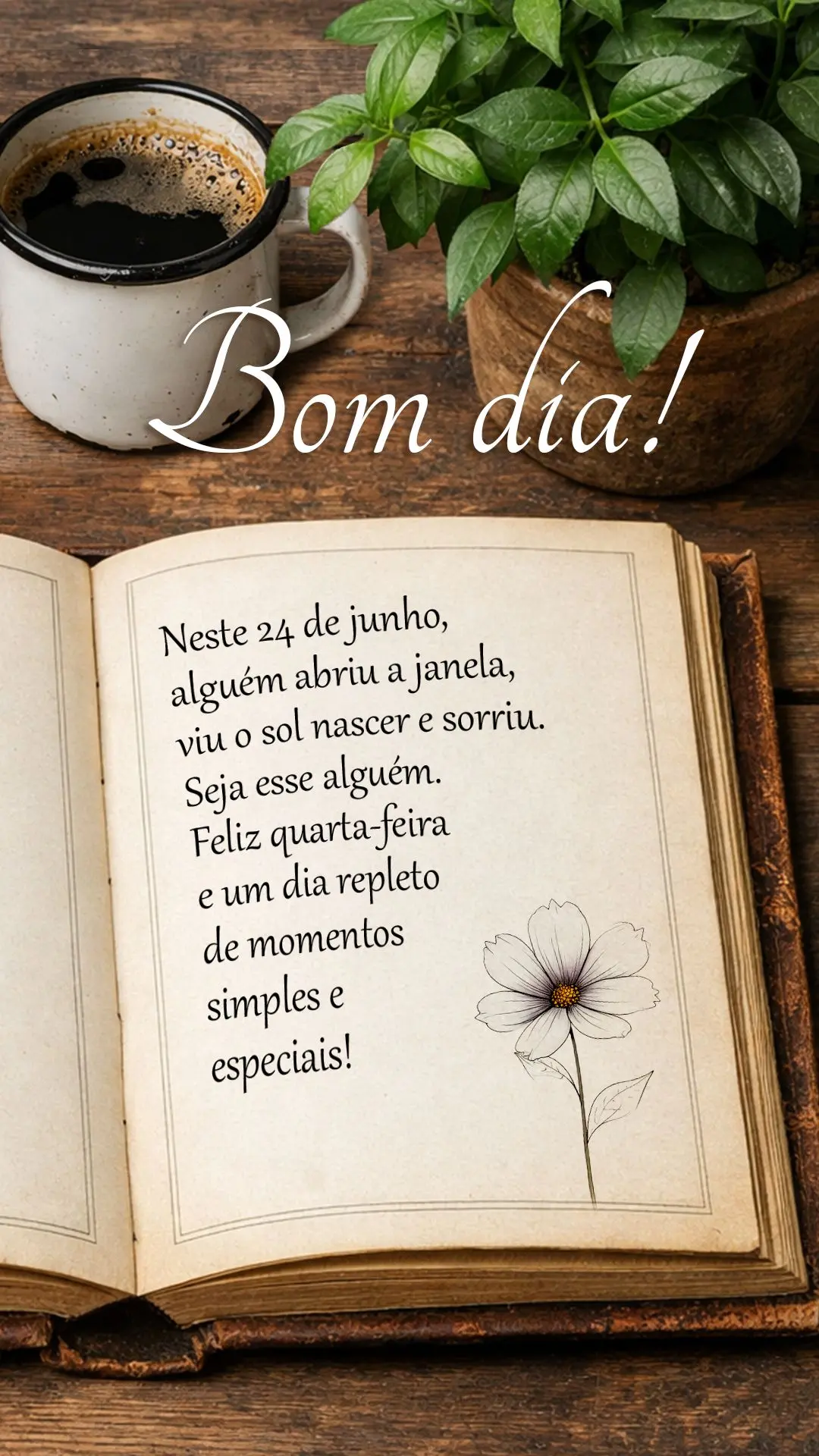 Bom dia! Neste 24 de junho, alguém abriu a janela, viu o sol nascer e sorriu. Seja esse alguém. Feliz quarta-feira e um dia repleto de momentos simples...