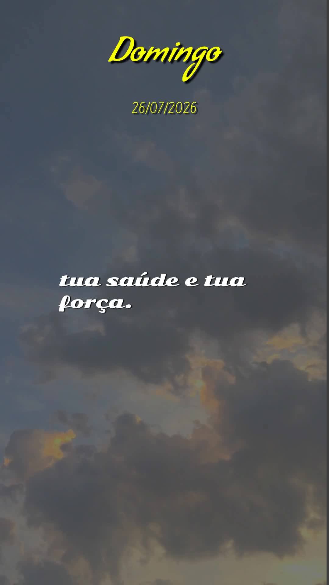 Bom dia! Neste Domingo, 26 de Julho de 2026, dia do Senhor, dia de descanso e comunhão, recebe esta bênção com o coração aberto. Que o Senhor Jesus...