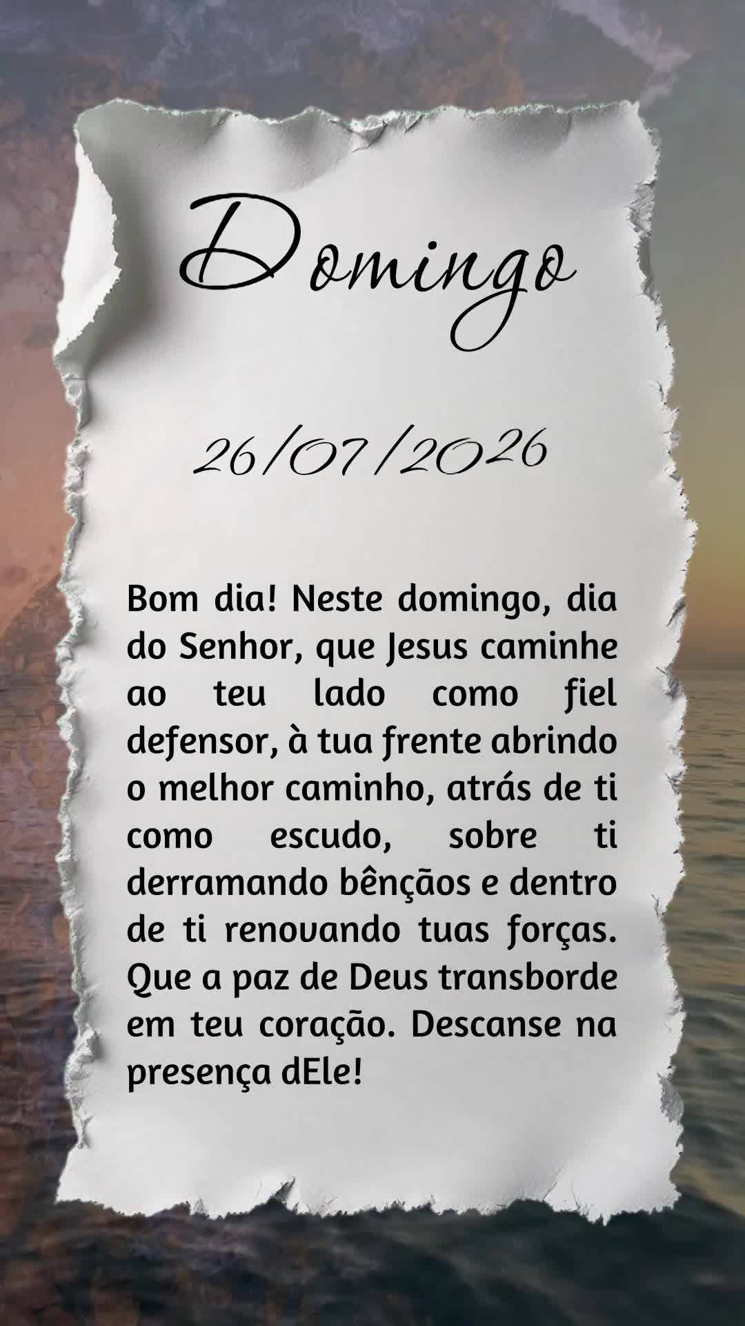 Bom dia! Neste domingo, dia do Senhor, que Jesus caminhe ao teu lado como fiel defensor, à tua frente abrindo o melhor caminho, atrás de ti como escudo...