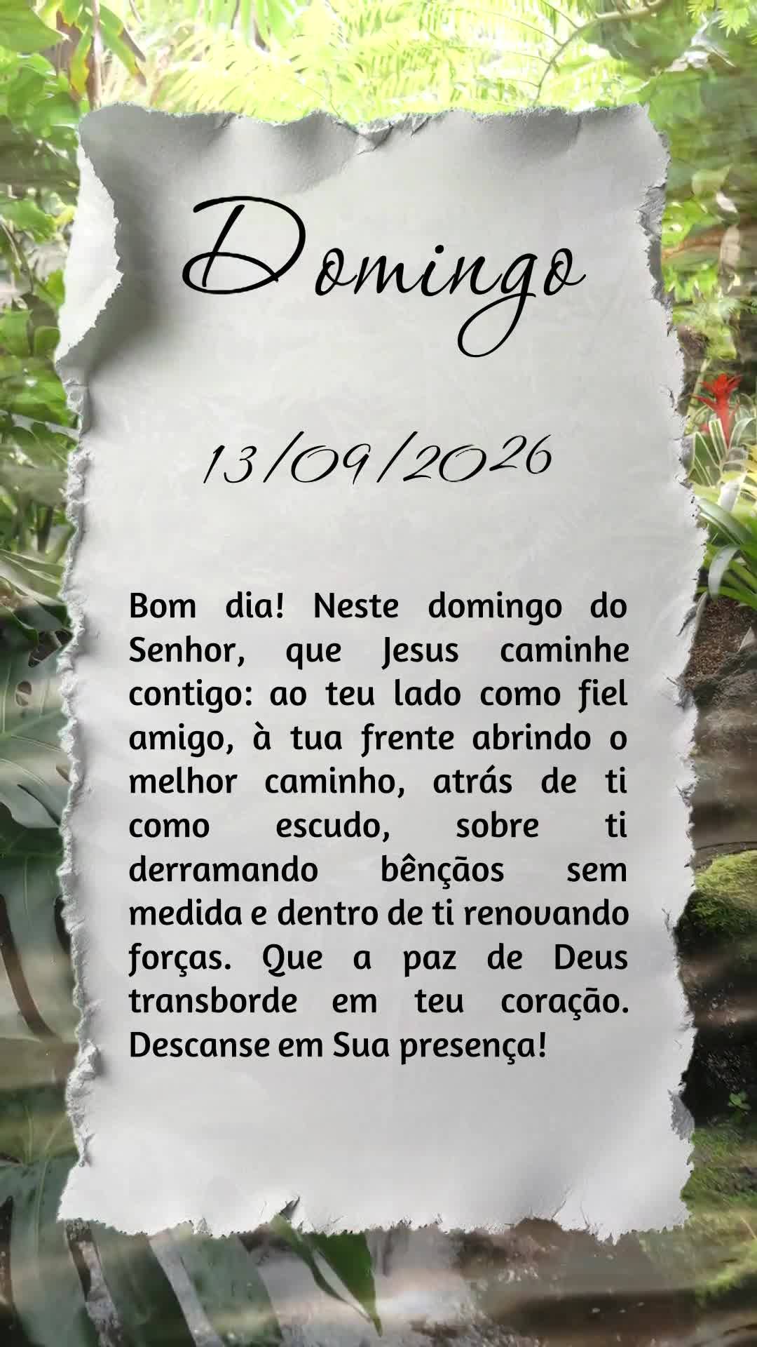 Bom dia! Neste domingo do Senhor, que Jesus caminhe contigo: ao teu lado como fiel amigo, à tua frente abrindo o melhor caminho, atrás de ti como escud...