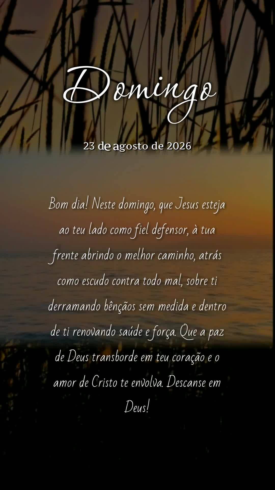 Bom dia! Neste domingo, que Jesus esteja ao teu lado como fiel defensor, à tua frente abrindo o melhor caminho, atrás como escudo contra todo mal, sobr...