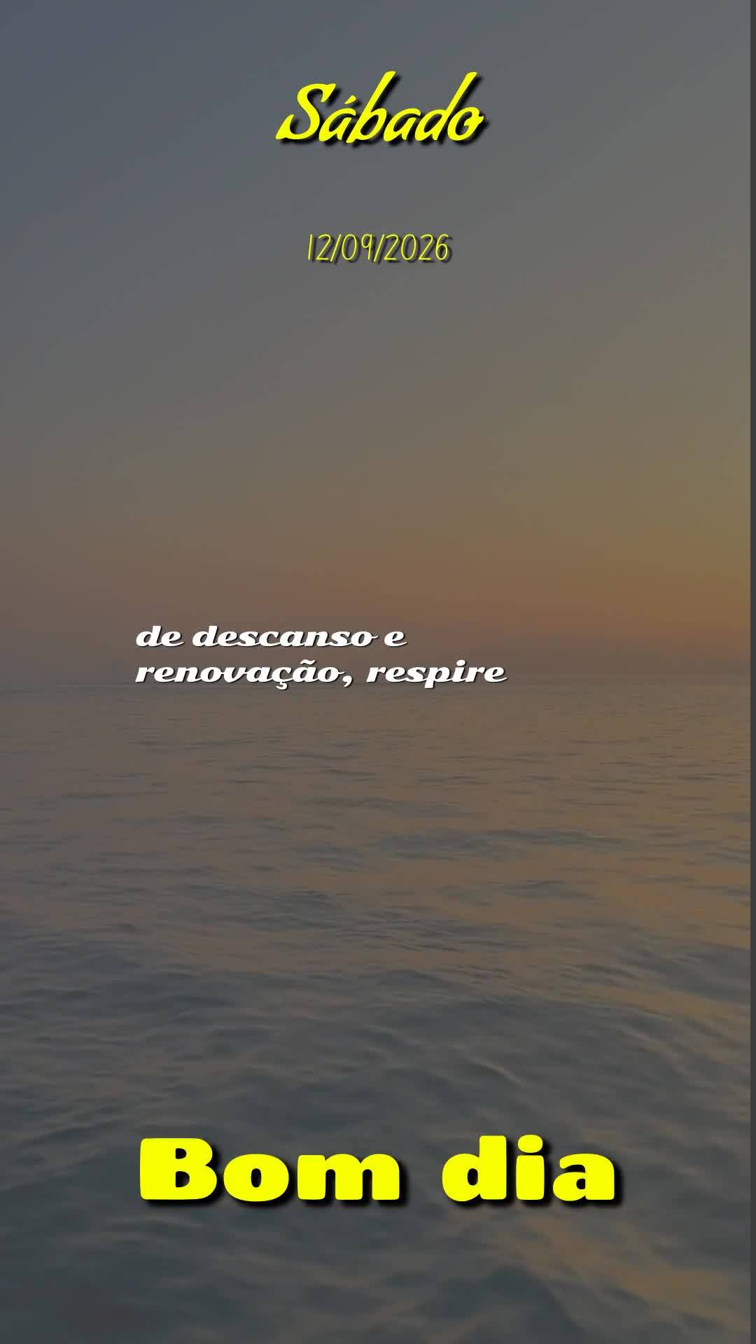 Bom dia! Neste sábado, 12 de setembro de 2026, quero desejar que Deus te guarde, te cuide e te proteja de todo mal. Que Ele encha o seu dia de paz, aleg...