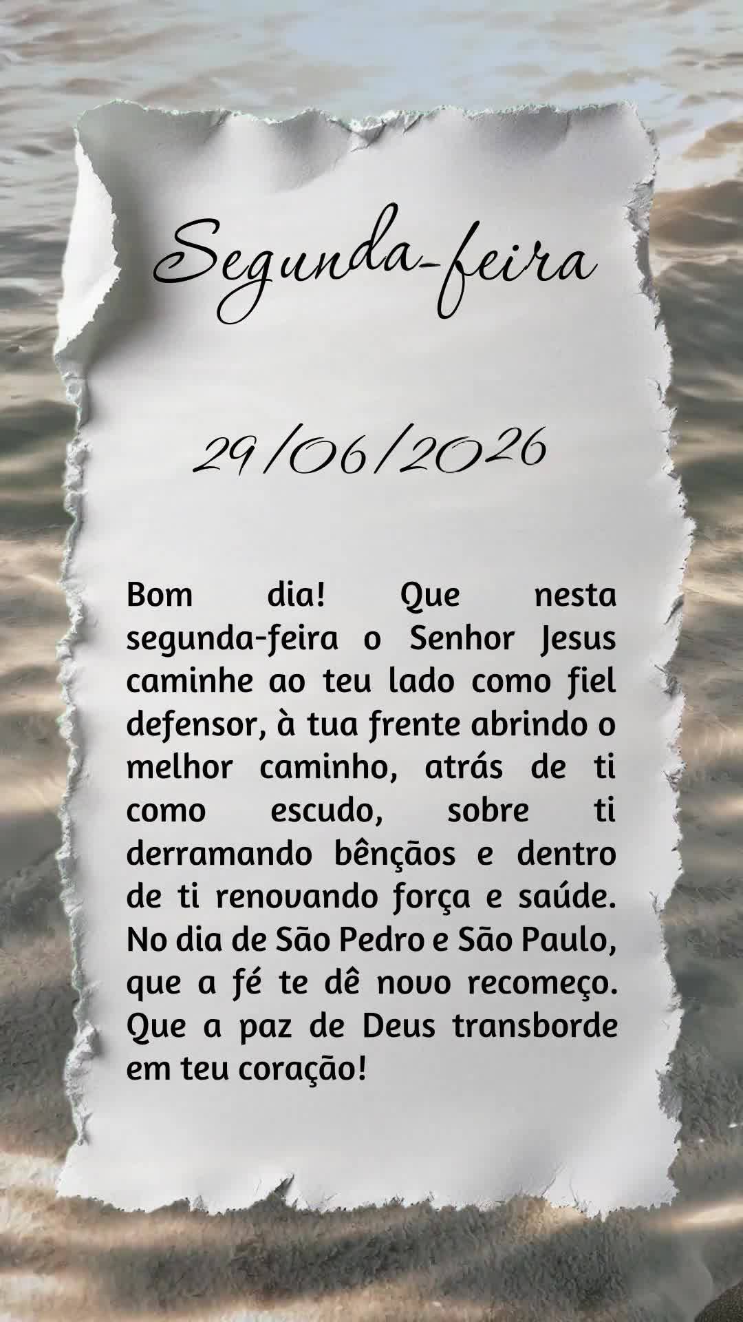 Bom dia! Que nesta segunda-feira o Senhor Jesus caminhe ao teu lado como fiel defensor, à tua frente abrindo o melhor caminho, atrás de ti como escudo,...