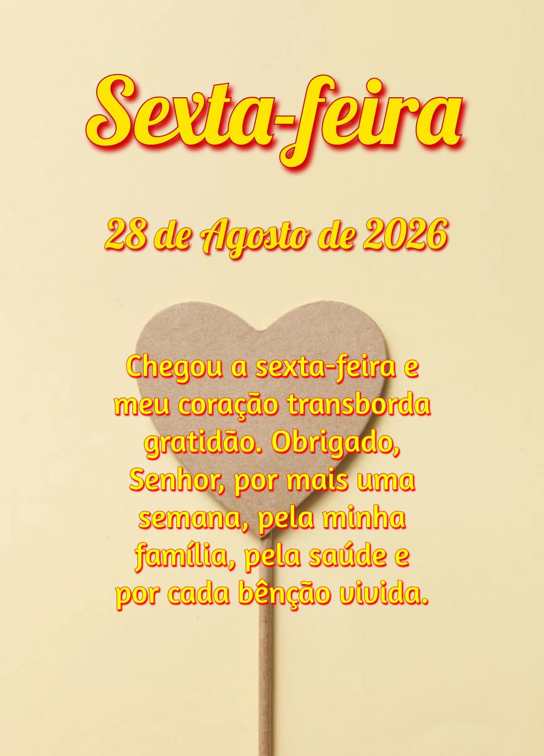 Chegou a sexta-feira e meu coração transborda gratidão. Obrigado, Senhor, por mais uma semana, pela minha família, pela saúde e por cada bênção v...