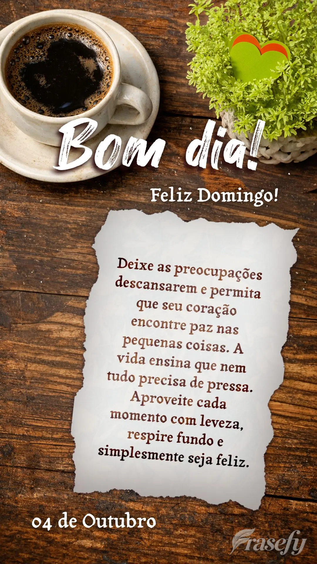 Deixe as preocupações descansarem e permita que seu coração encontre paz nas pequenas coisas. A vida ensina que nem tudo precisa de pressa. Aproveite...