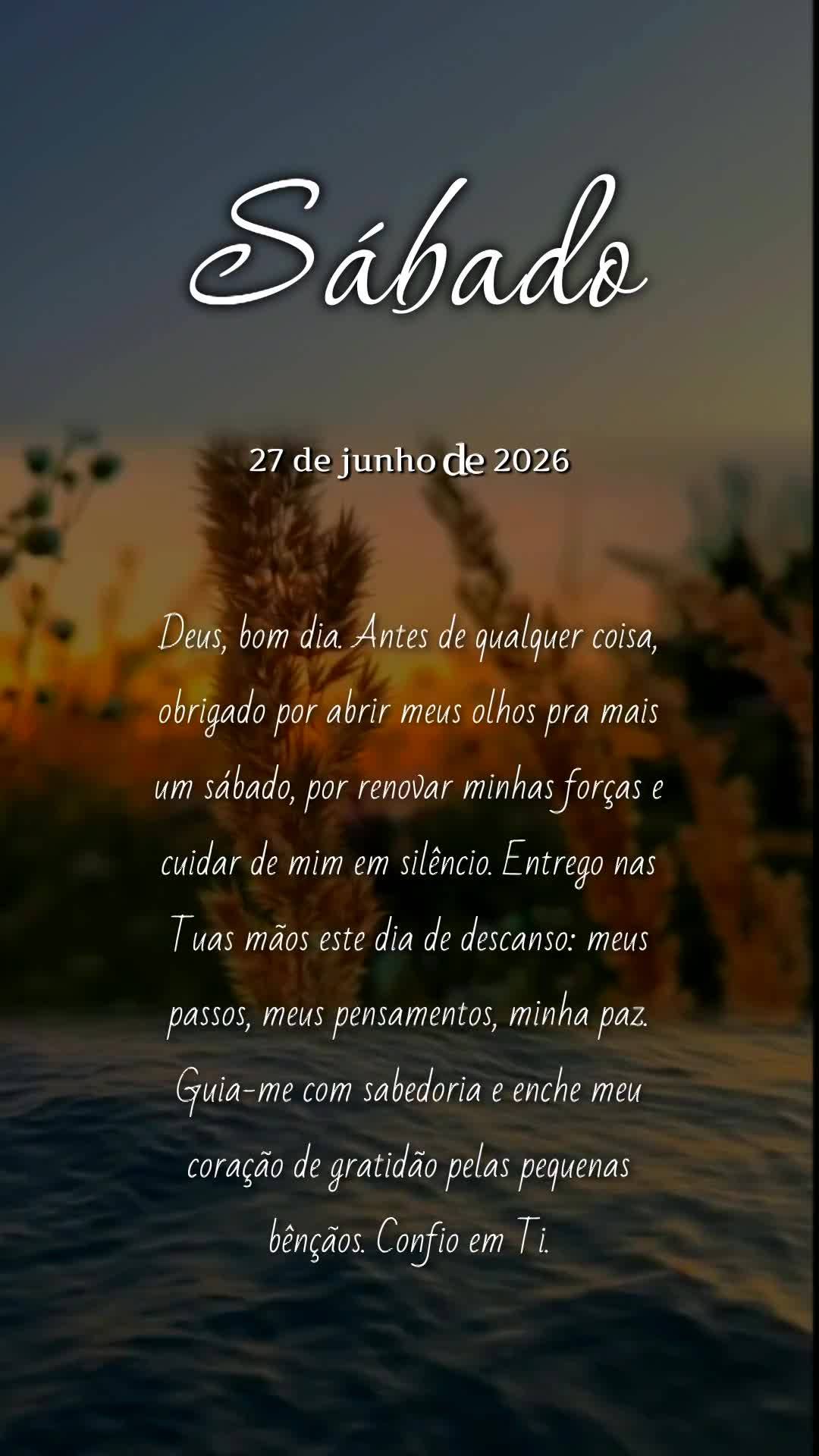Deus, bom dia. Antes de qualquer coisa, obrigado por abrir meus olhos pra mais um sábado, por renovar minhas forças e cuidar de mim em silêncio. Entre...