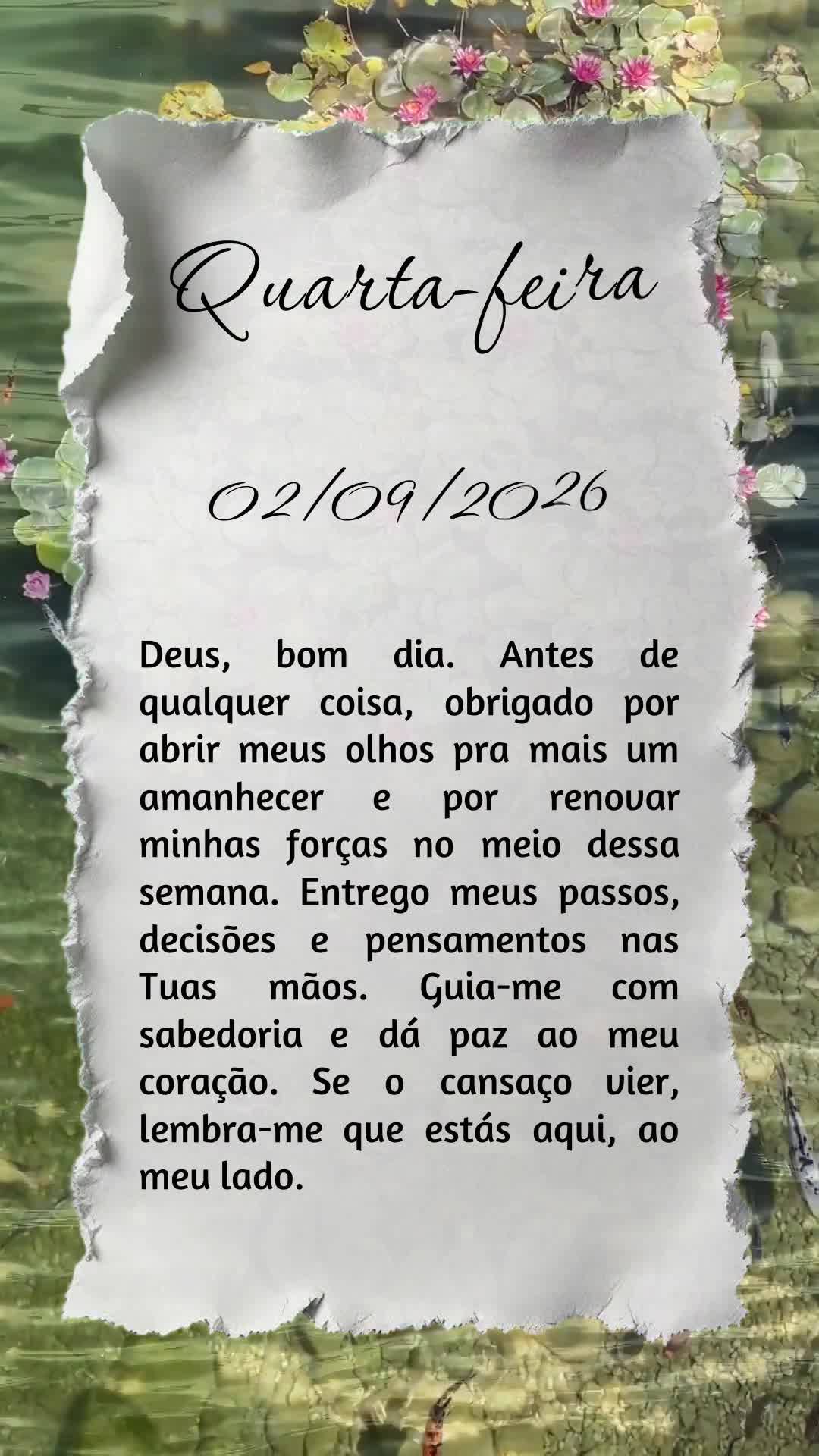 Deus, bom dia. Antes de qualquer coisa, obrigado por abrir meus olhos pra mais um amanhecer e por renovar minhas forças no meio dessa semana. Entrego me...