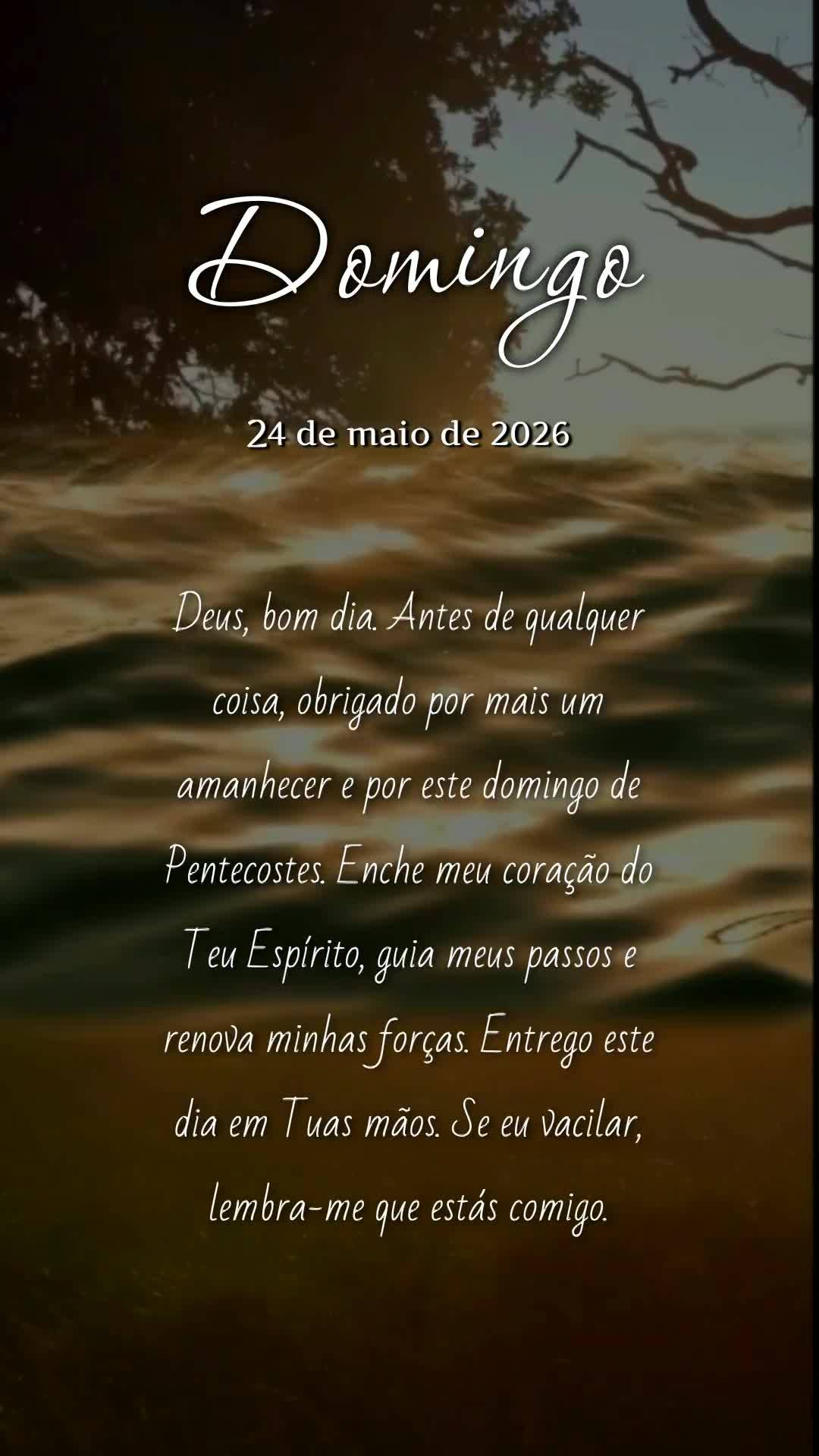 Deus, bom dia. Antes de qualquer coisa, obrigado por mais um amanhecer e por este domingo de Pentecostes. Enche meu coração do Teu Espírito, guia meus...