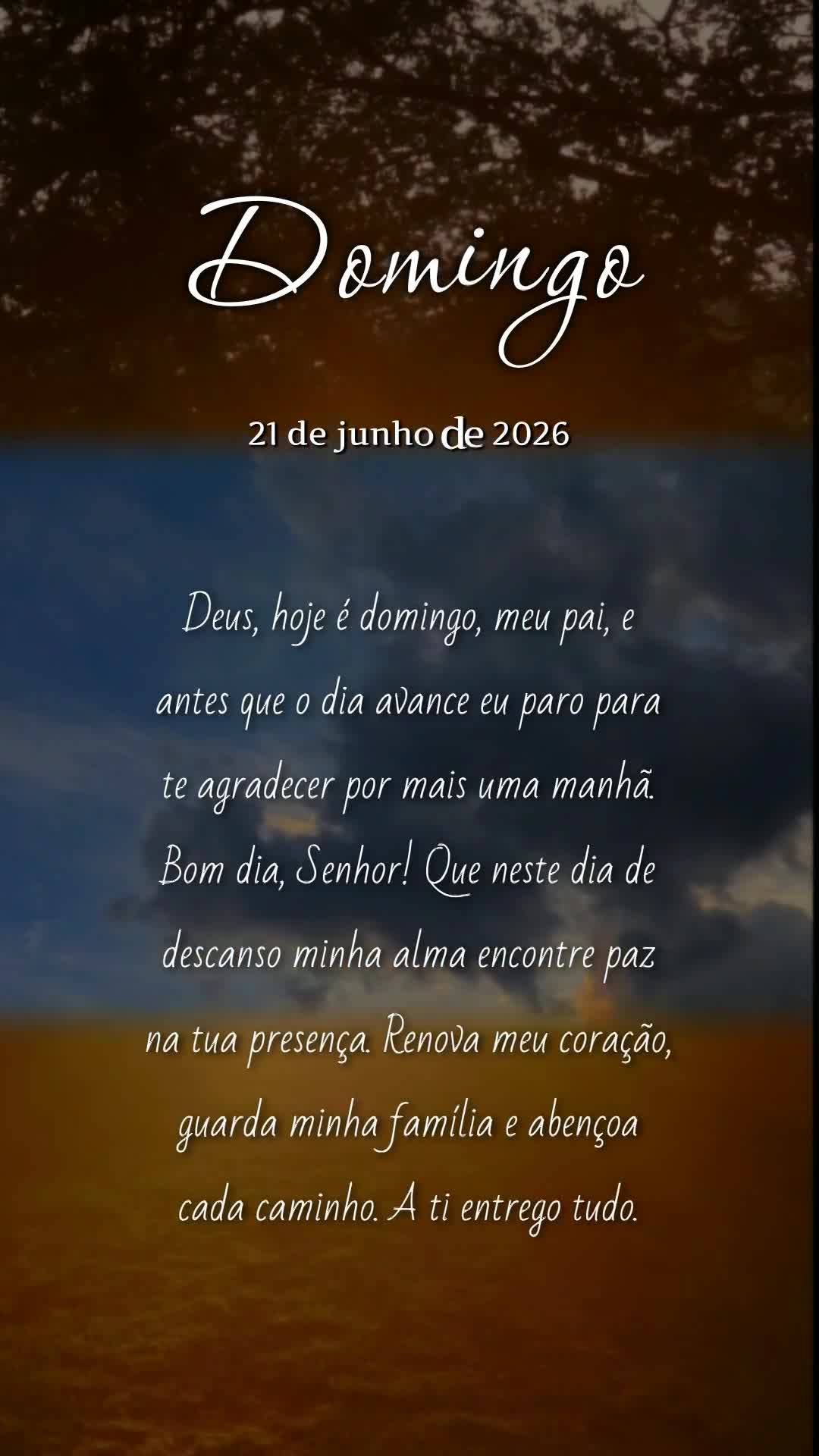 Deus, hoje é domingo, meu pai, e antes que o dia avance eu paro para te agradecer por mais uma manhã. Bom dia, Senhor! Que neste dia de descanso minha ...