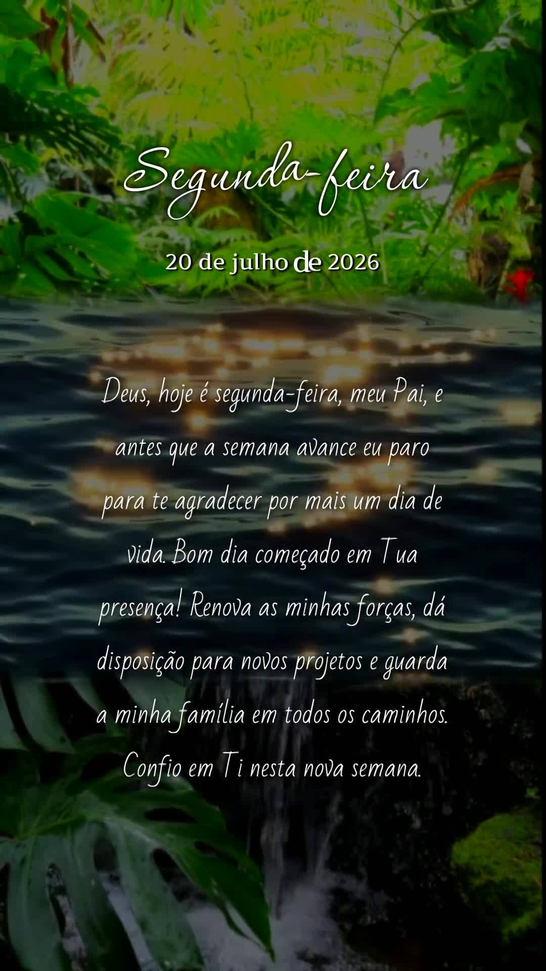 Deus, hoje é segunda-feira, meu Pai, e antes que a semana avance eu paro para te agradecer por mais um dia de vida. Bom dia começado em Tua presença! ...