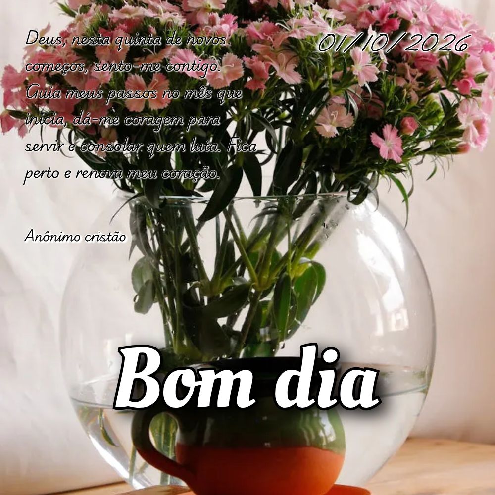 Deus, nesta quinta de novos começos, sento-me contigo. Guia meus passos no mês que inicia, dá-me coragem para servir e consolar quem luta. Fica perto ...