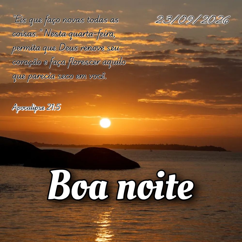 "Eis que faço novas todas as coisas." Nesta quarta-feira, permita que Deus renove seu coração e faça florescer aquilo que parecia seco em você. Apoc...