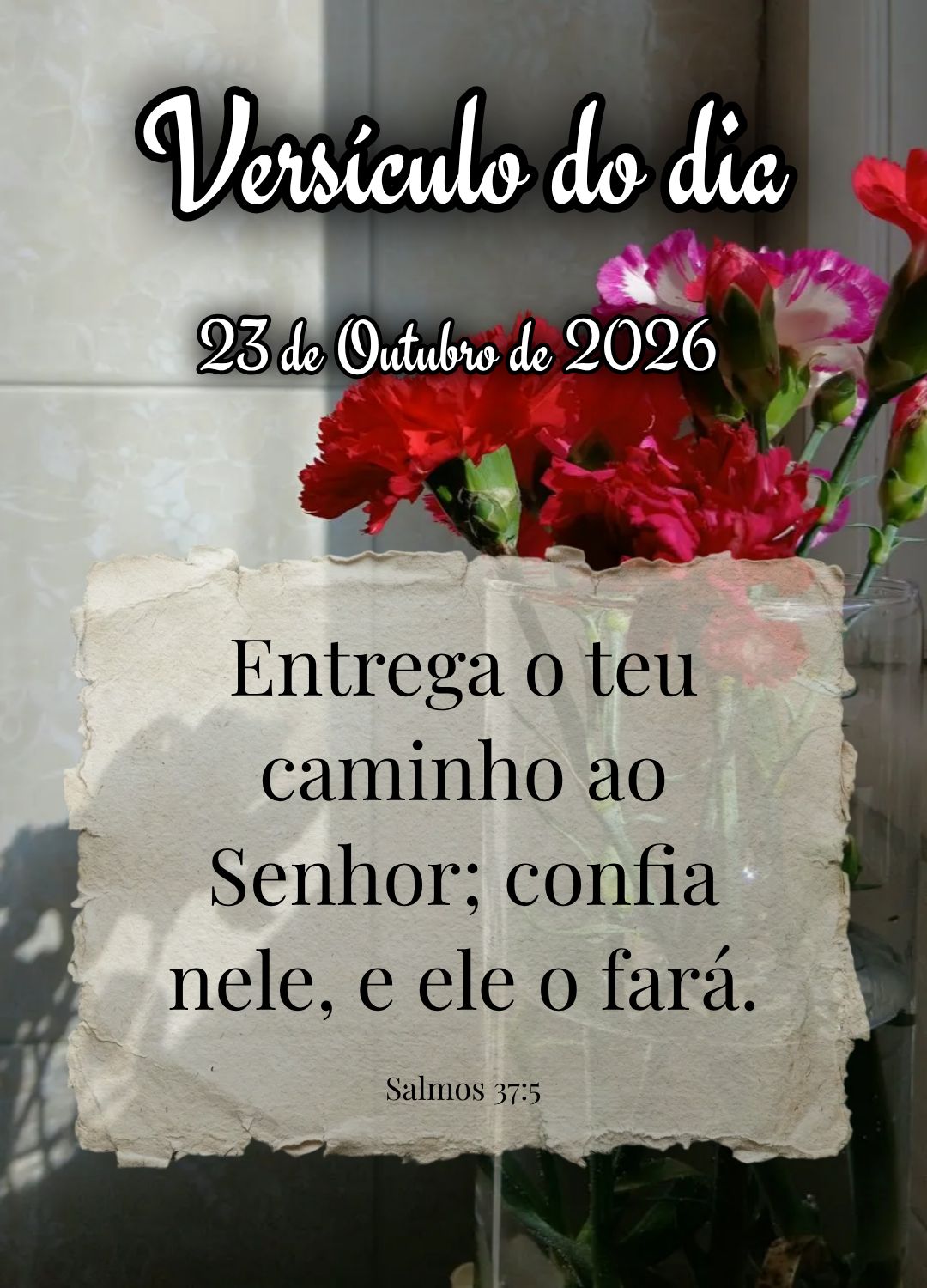 Entrega o teu caminho ao Senhor; confia nele, e ele o fará. Versículo do dia Salmos 37:5