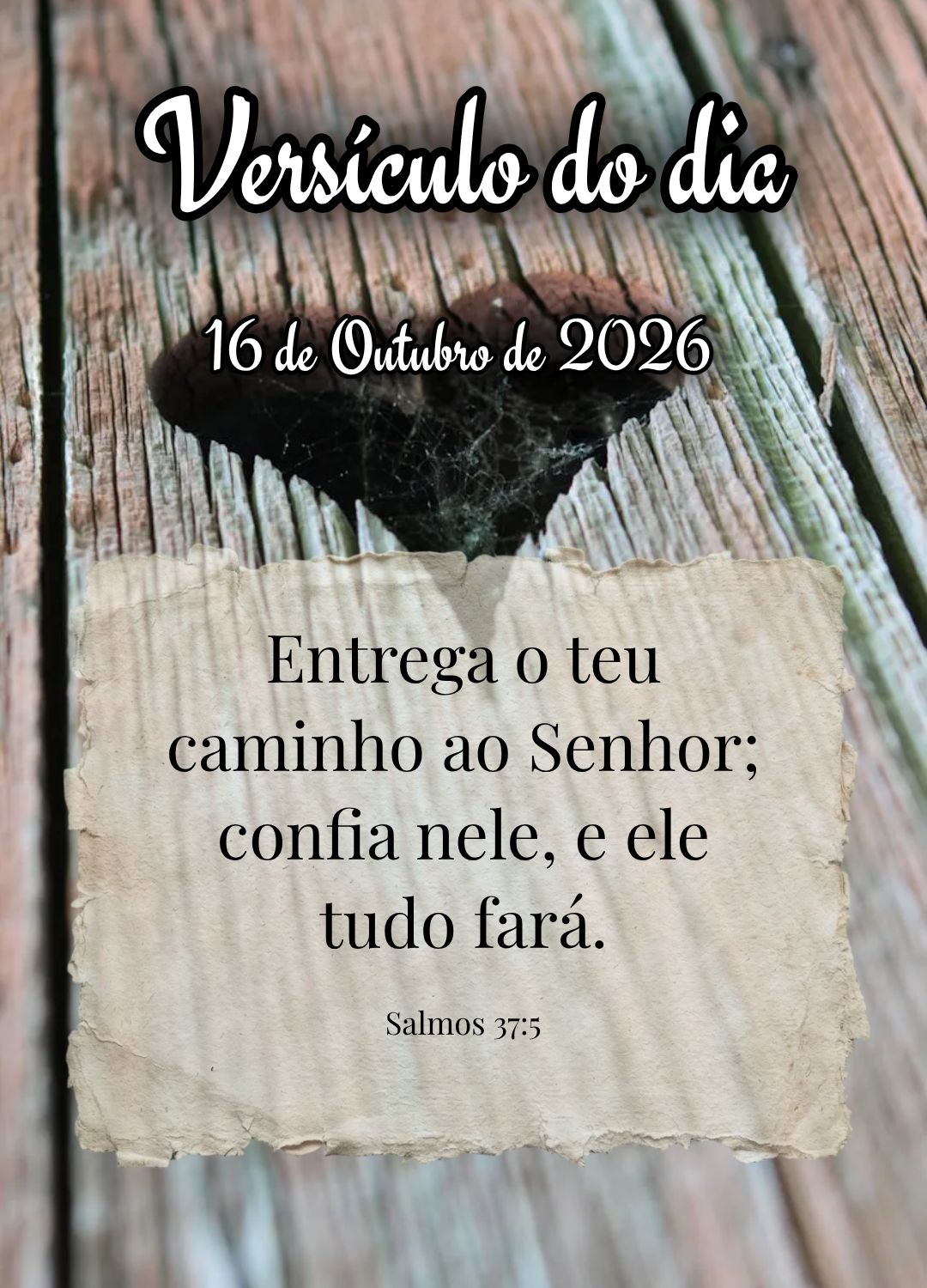 Entrega o teu caminho ao Senhor; confia nele, e ele tudo fará. Versículo do dia Salmos 37:5