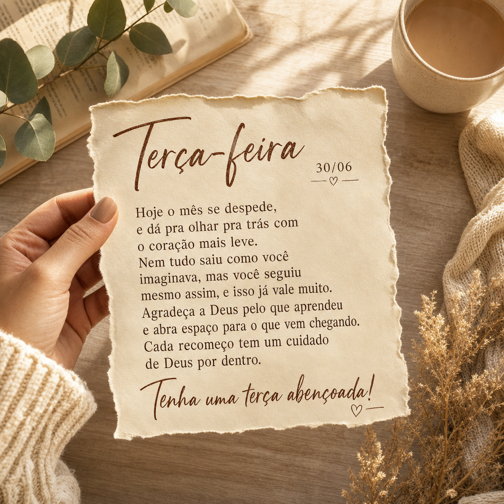 Hoje o mês se despede, e dá pra olhar pra trás com o coração mais leve. Nem tudo saiu como você imaginava, mas você seguiu mesmo assim, e isso já...