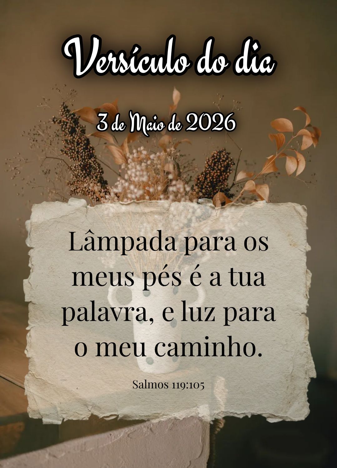 Lâmpada para os meus pés é a tua palavra, e luz para o meu caminho. Versículo do dia Salmos 119:105