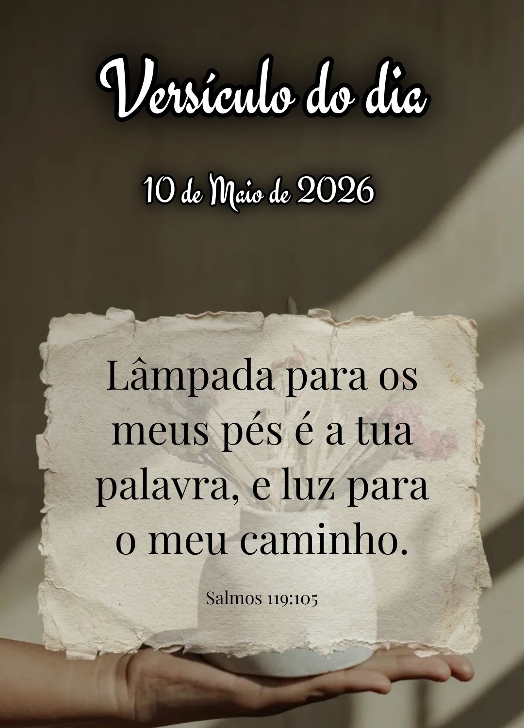 Lâmpada para os meus pés é a tua palavra, e luz para o meu caminho. Versículo do dia Salmos 119:105