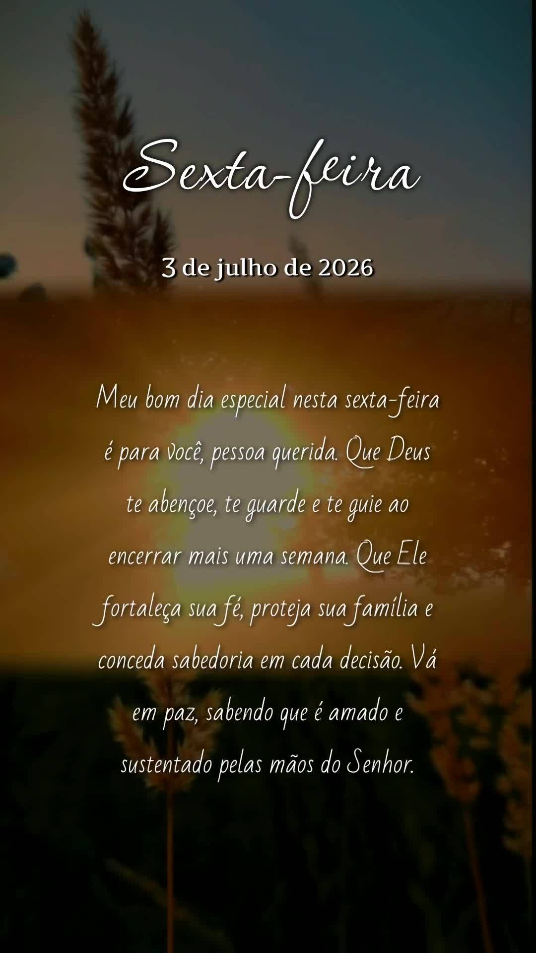 Meu bom dia especial nesta sexta-feira é para você, pessoa querida. Que Deus te abençoe, te guarde e te guie ao encerrar mais uma semana. Que Ele fort...