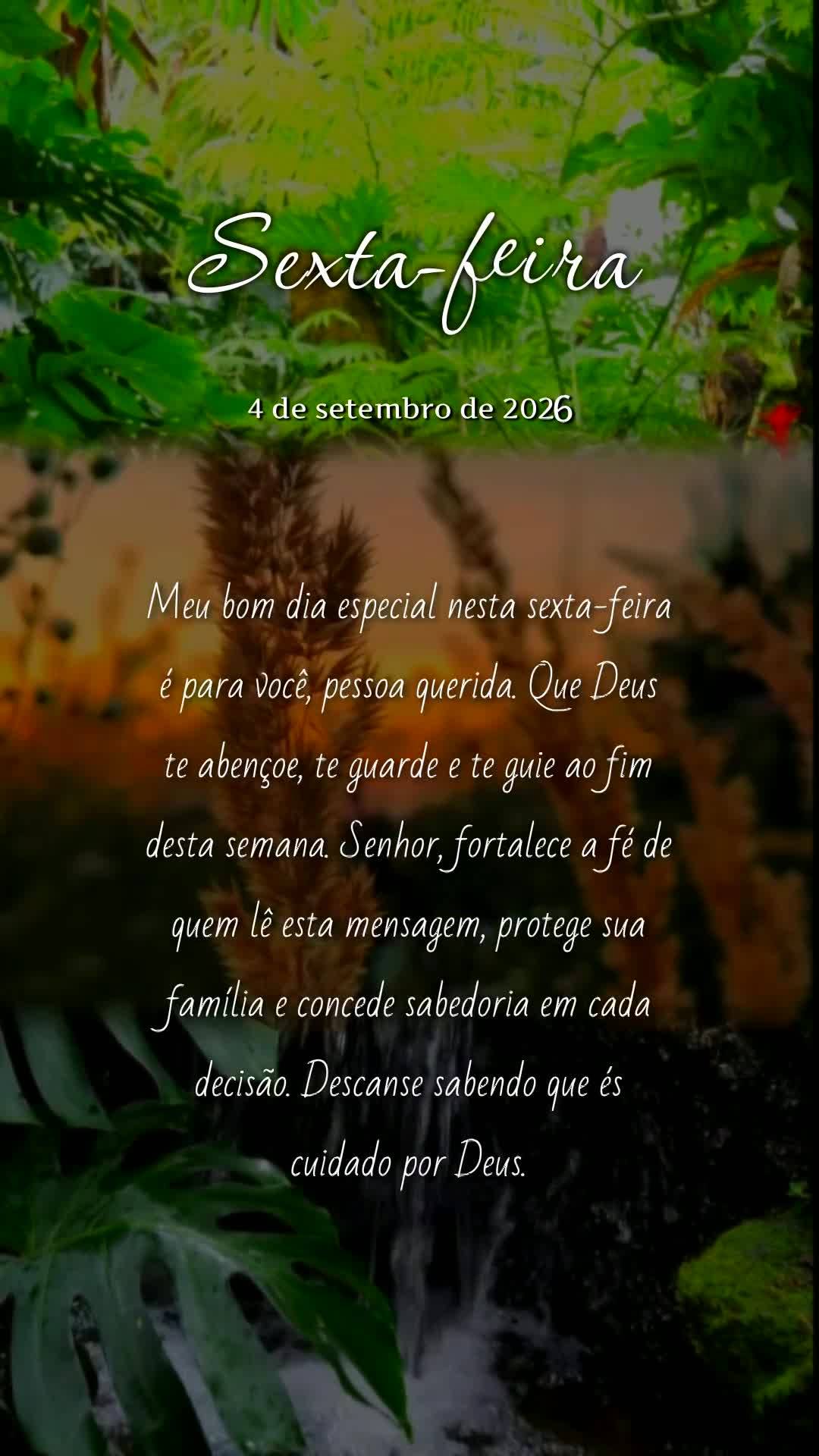 Meu bom dia especial nesta sexta-feira é para você, pessoa querida. Que Deus te abençoe, te guarde e te guie ao fim desta semana. Senhor, fortalece a ...
