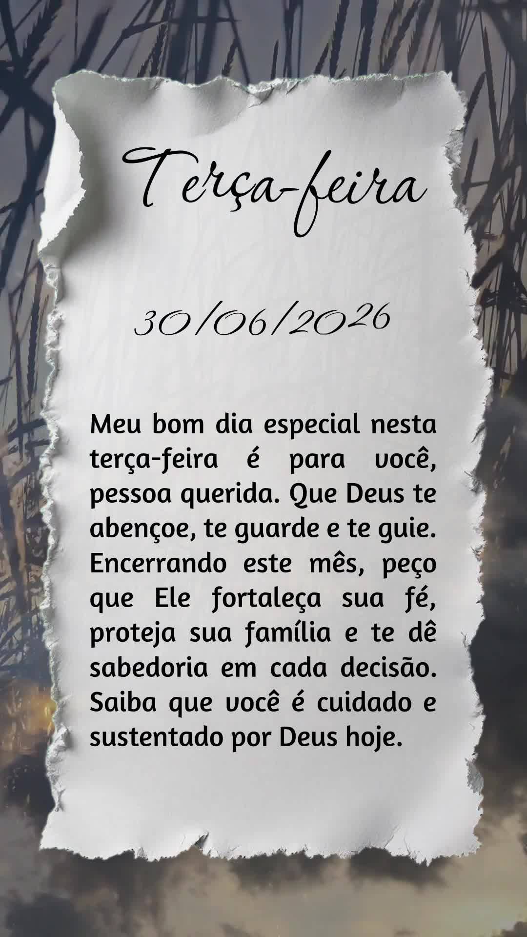 Meu bom dia especial nesta terça-feira é para você, pessoa querida. Que Deus te abençoe, te guarde e te guie. Encerrando este mês, peço que Ele for...
