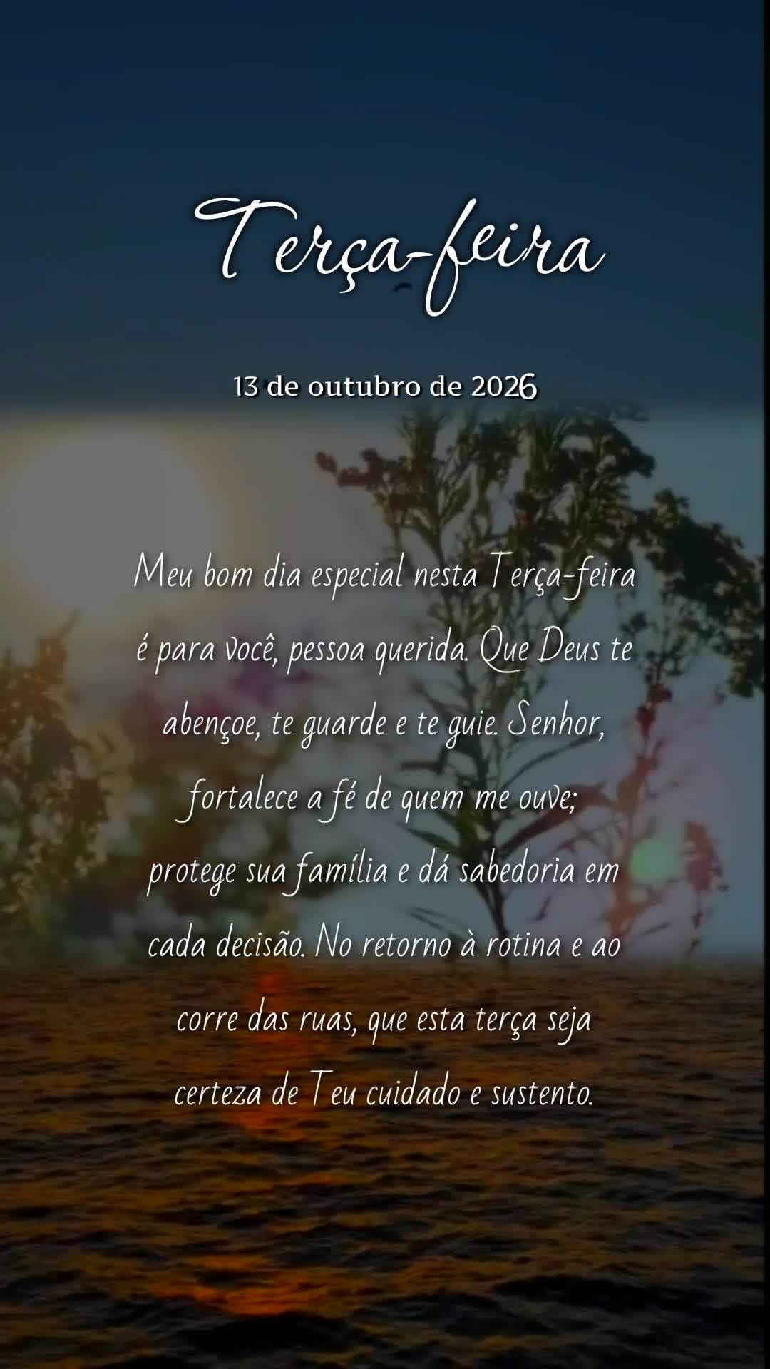 Meu bom dia especial nesta Terça-feira é para você, pessoa querida. Que Deus te abençoe, te guarde e te guie. Senhor, fortalece a fé de quem me ouve...