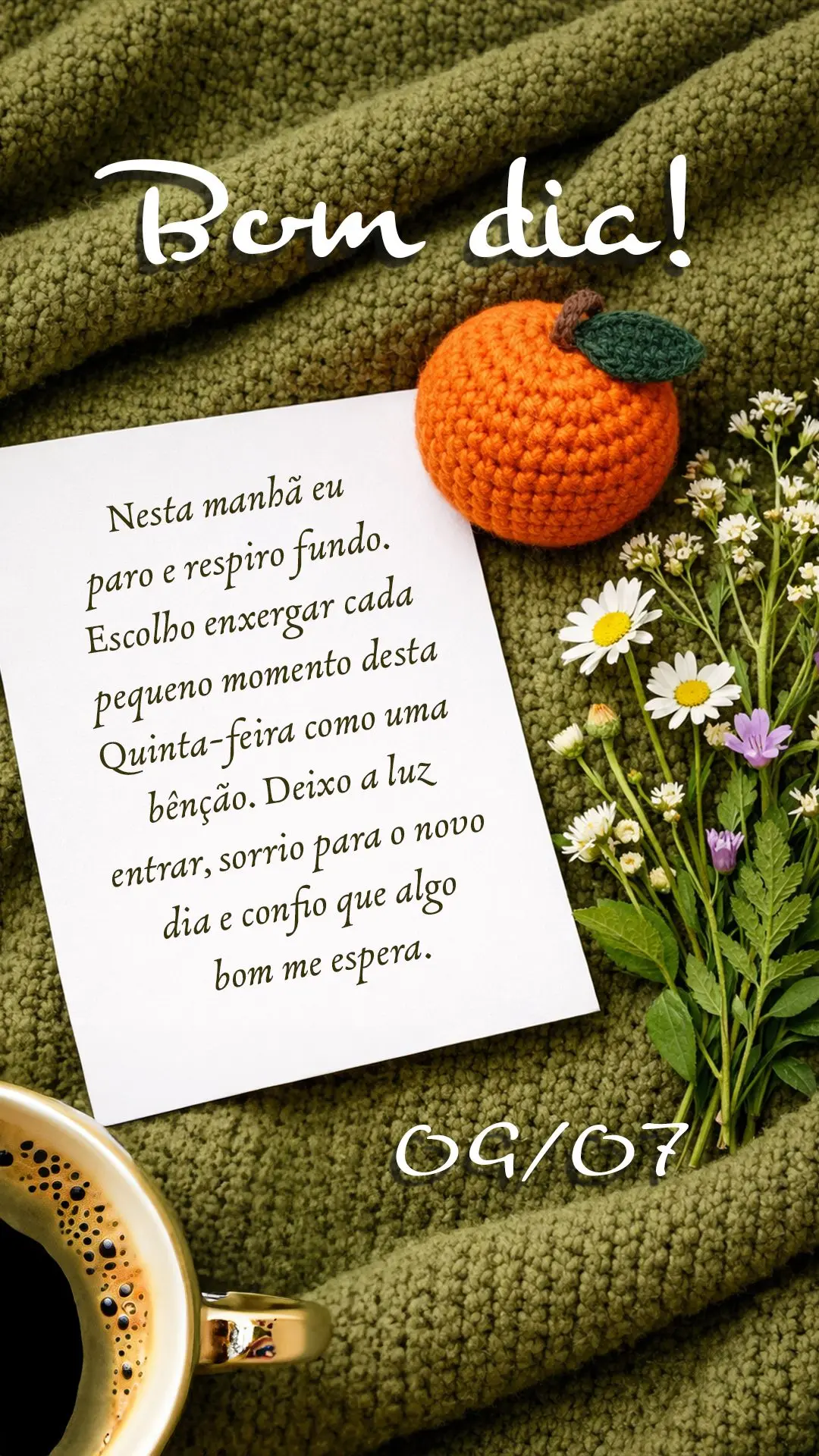 Nesta manhã eu paro e respiro fundo. Escolho enxergar cada pequeno momento desta quinta-feira como uma bênção. Deixo a luz entrar, sorrio para o novo...