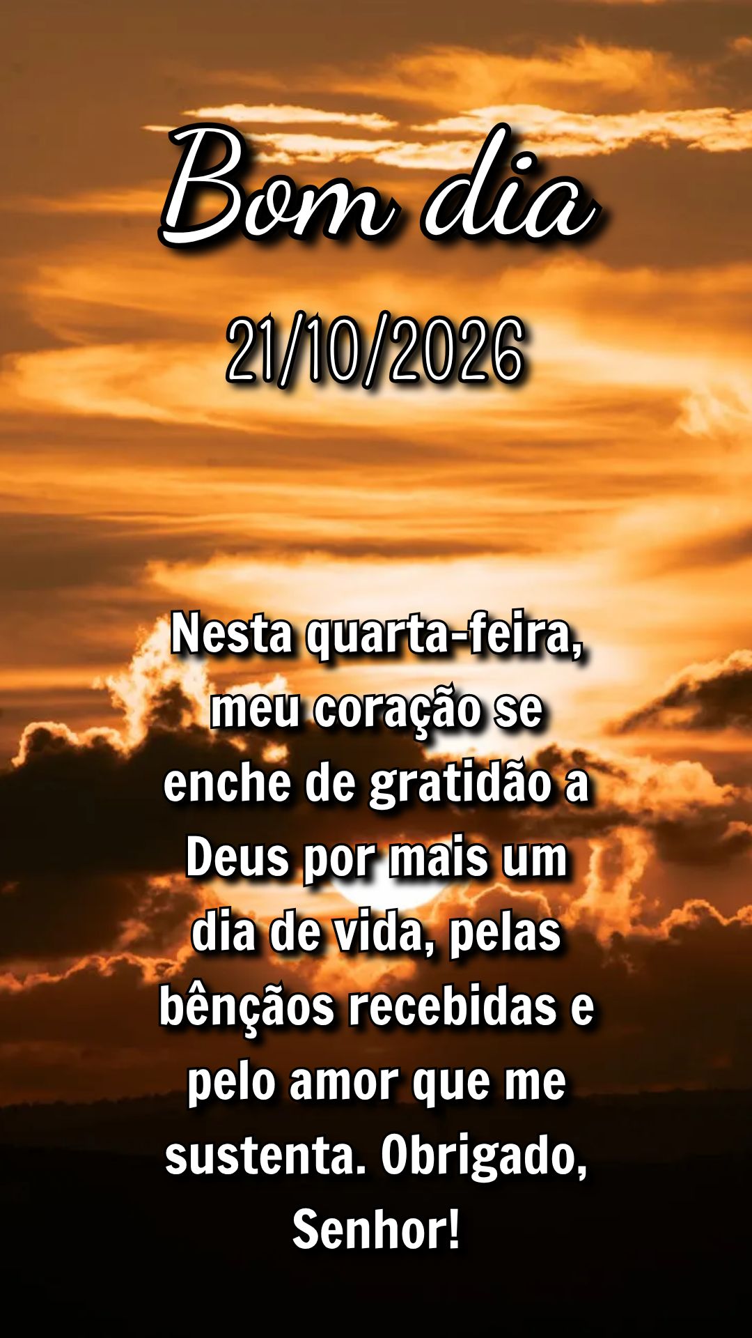 Nesta quarta-feira, meu coração se enche de gratidão a Deus por mais um dia de vida, pelas bênçãos recebidas e pelo amor que me sustenta. Obrigado,...