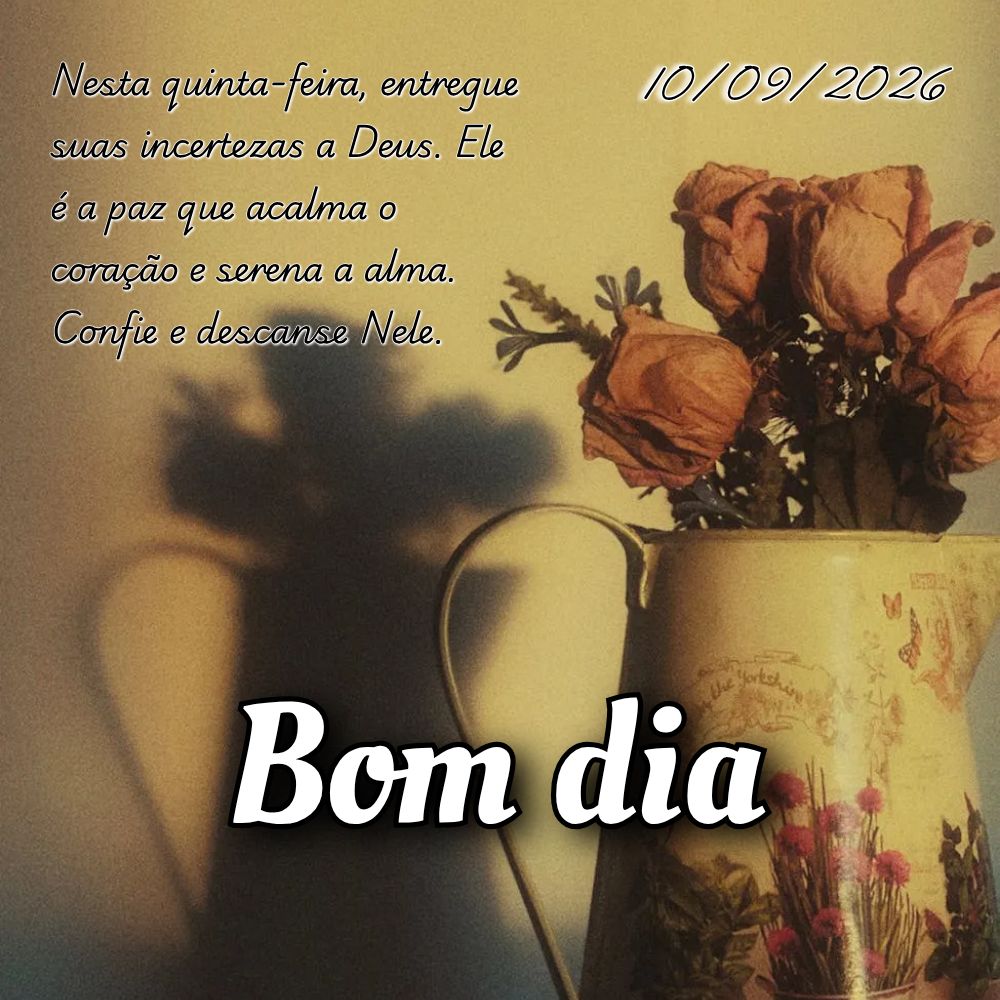 Nesta quinta-feira, entregue suas incertezas a Deus. Ele é a paz que acalma o coração e serena a alma. Confie e descanse Nele.