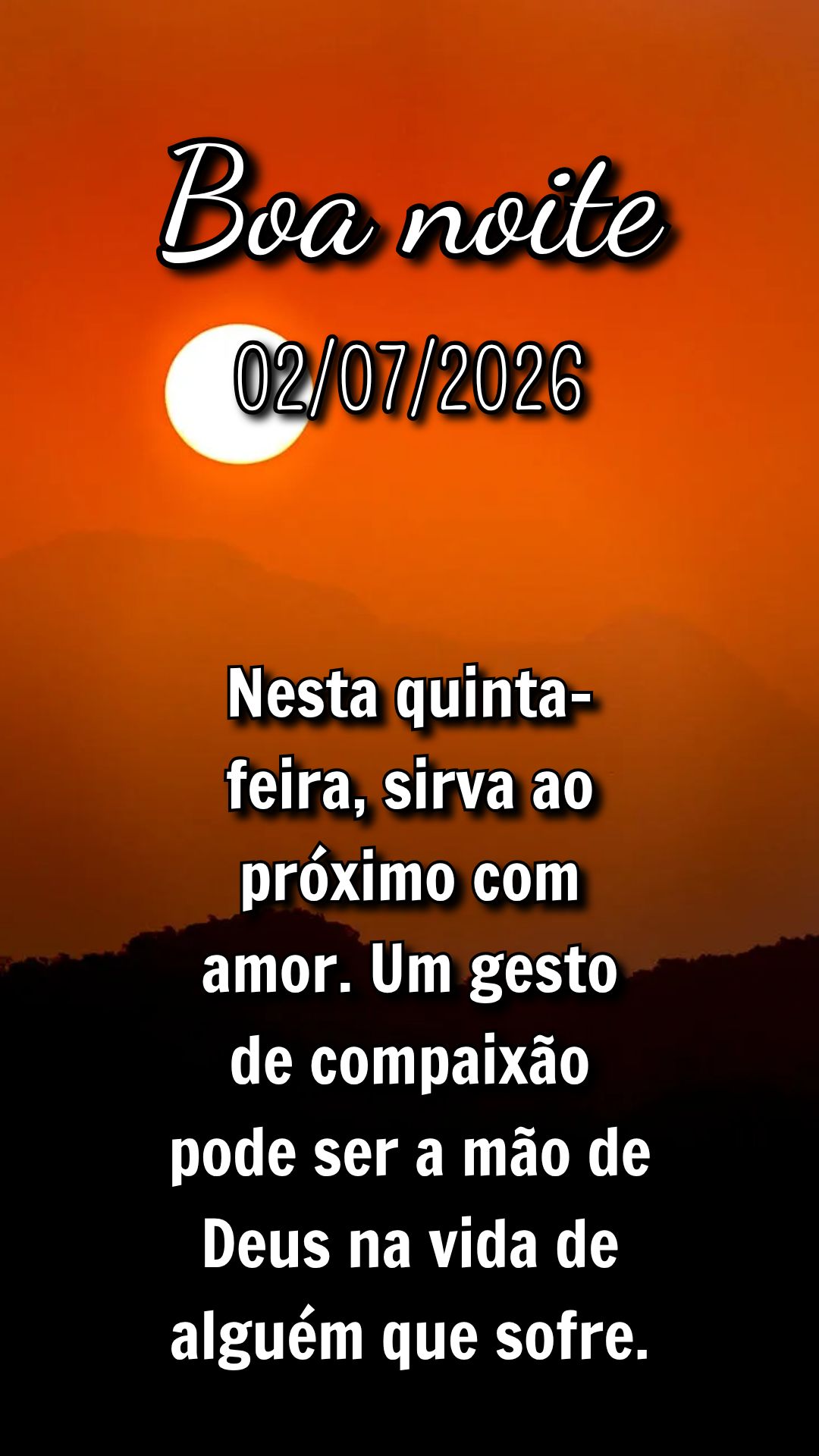 Nesta quinta-feira, sirva ao próximo com amor. Um gesto de compaixão pode ser a mão de Deus na vida de alguém que sofre.