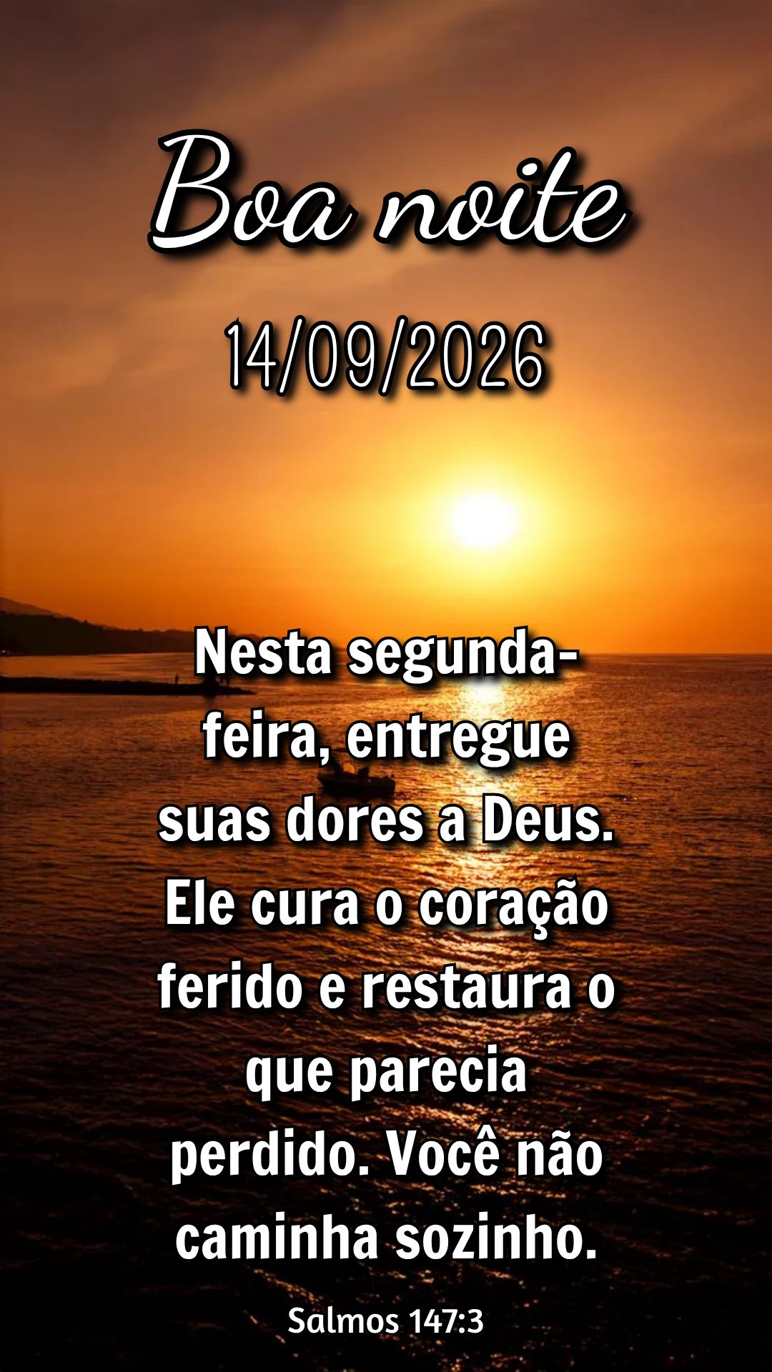 Nesta segunda-feira, entregue suas dores a Deus. Ele cura o coração ferido e restaura o que parecia perdido. Você não caminha sozinho. Salmos 147:3...