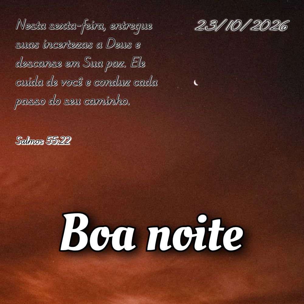 Nesta sexta-feira, entregue suas incertezas a Deus e descanse em Sua paz. Ele cuida de você e conduz cada passo do seu caminho. Salmos 55:22