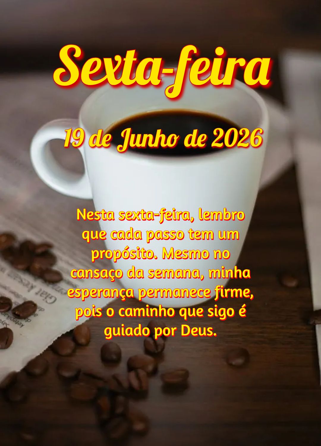 Nesta sexta-feira, lembro que cada passo tem um propósito. Mesmo no cansaço da semana, minha esperança permanece firme, pois o caminho que sigo é gui...
