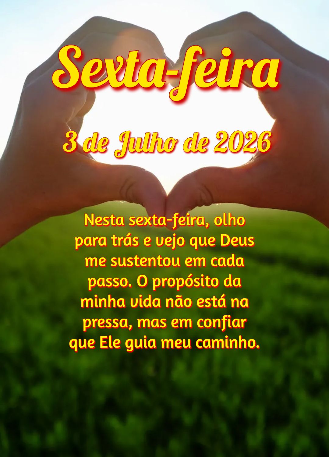 Nesta sexta-feira, olho para trás e vejo que Deus me sustentou em cada passo. O propósito da minha vida não está na pressa, mas em confiar que Ele gu...