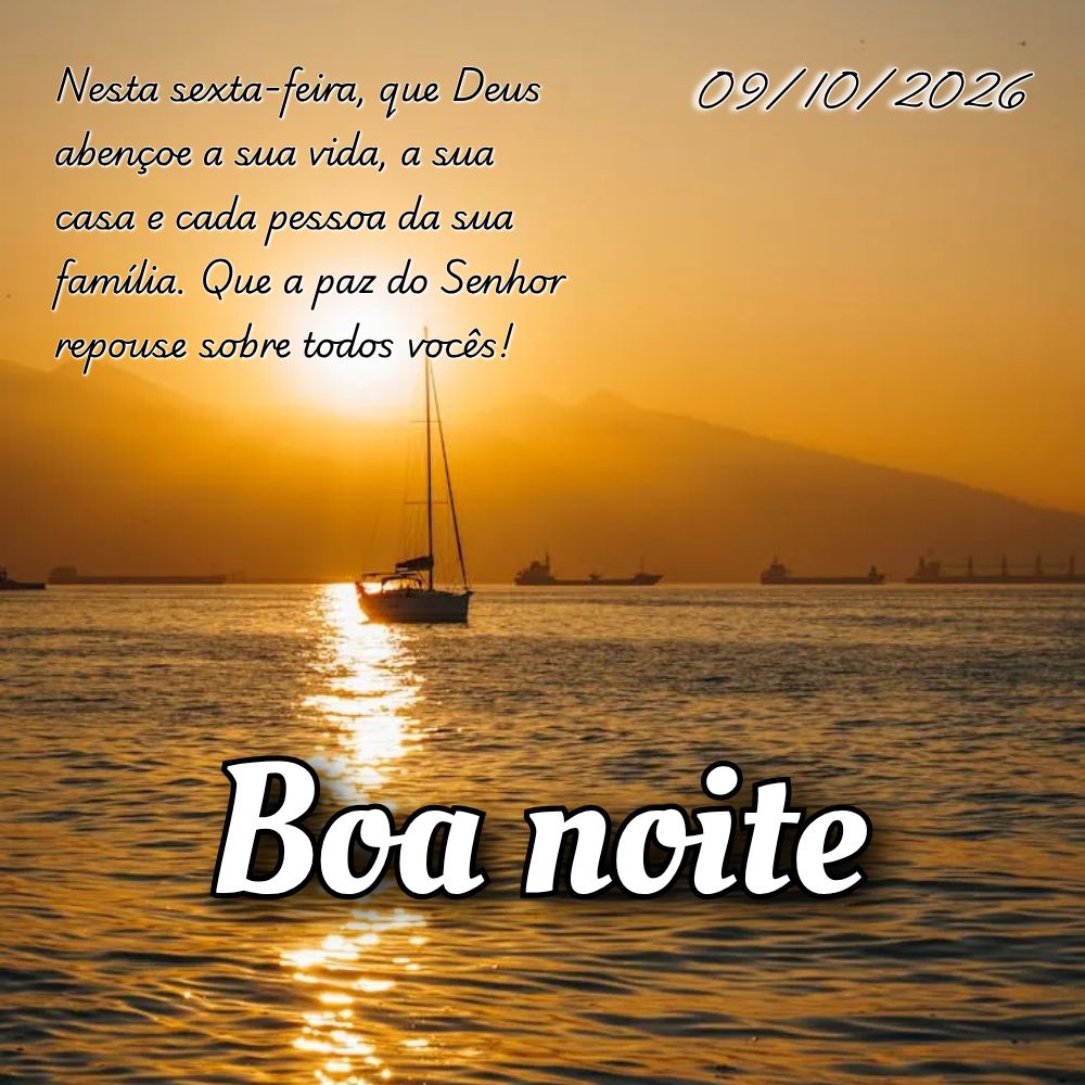 Nesta sexta-feira, que Deus abençoe a sua vida, a sua casa e cada pessoa da sua família. Que a paz do Senhor repouse sobre todos vocês!