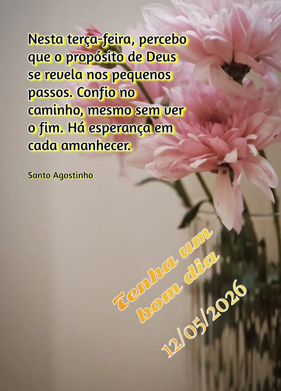 Nesta terça-feira, percebo que o propósito de Deus se revela nos pequenos passos. Confio no caminho, mesmo sem ver o fim. Há esperança em cada amanhe...