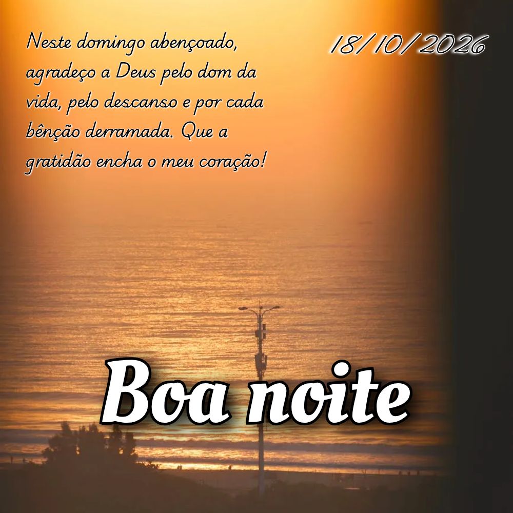 Neste domingo abençoado, agradeço a Deus pelo dom da vida, pelo descanso e por cada bênção derramada. Que a gratidão encha o meu coração!