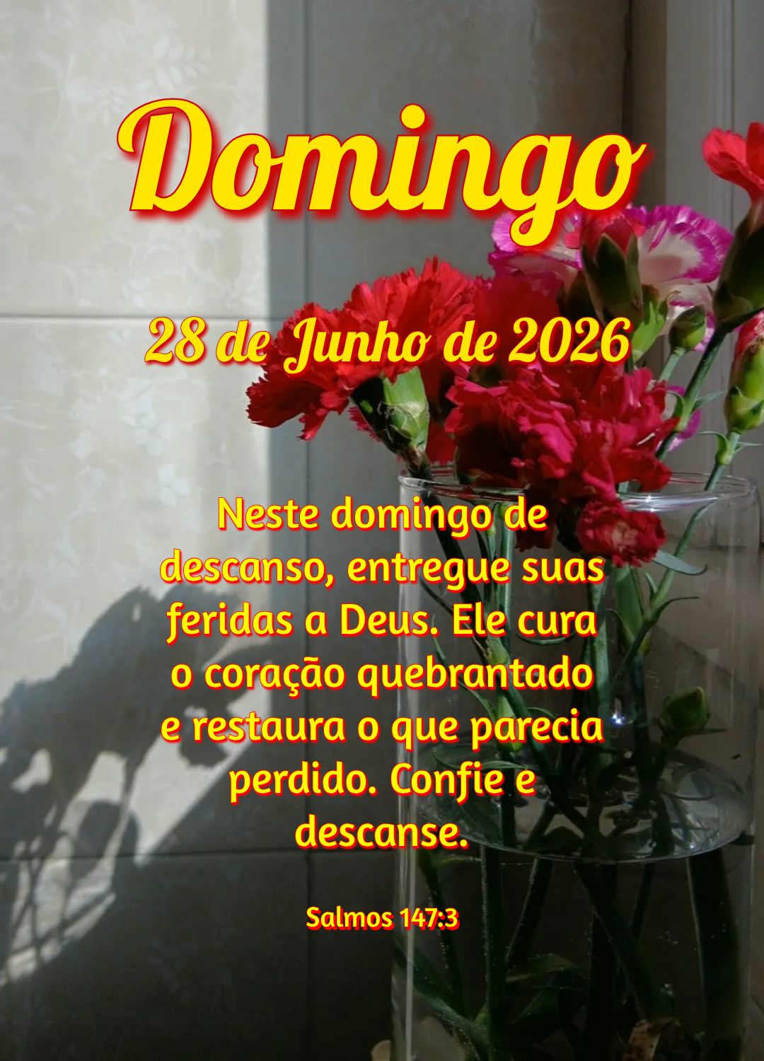 Neste domingo de descanso, entregue suas feridas a Deus. Ele cura o coração quebrantado e restaura o que parecia perdido. Confie e descanse. Salmos 147...