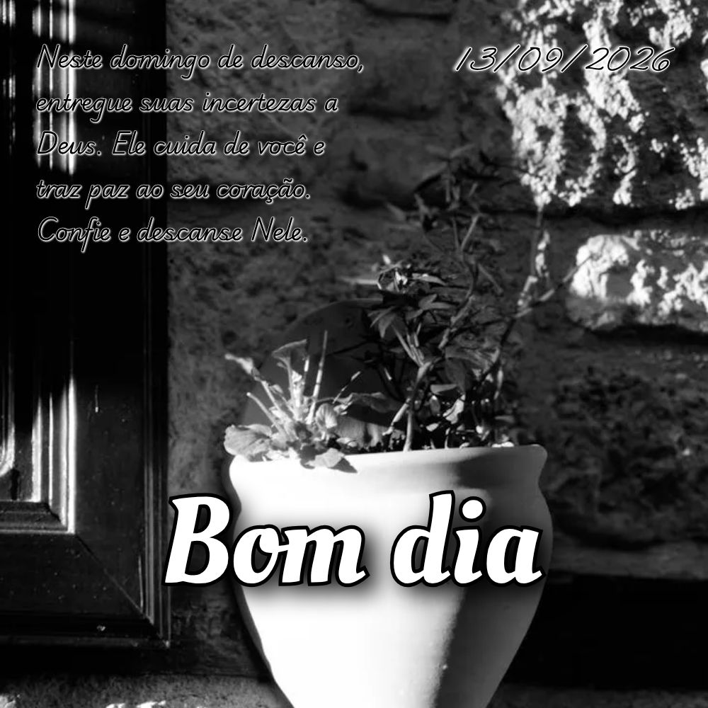 Neste domingo de descanso, entregue suas incertezas a Deus. Ele cuida de você e traz paz ao seu coração. Confie e descanse Nele.