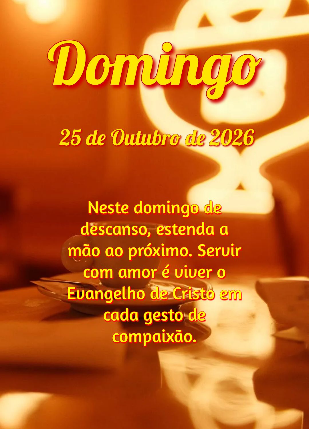 Neste domingo de descanso, estenda a mão ao próximo. Servir com amor é viver o Evangelho de Cristo em cada gesto de compaixão.