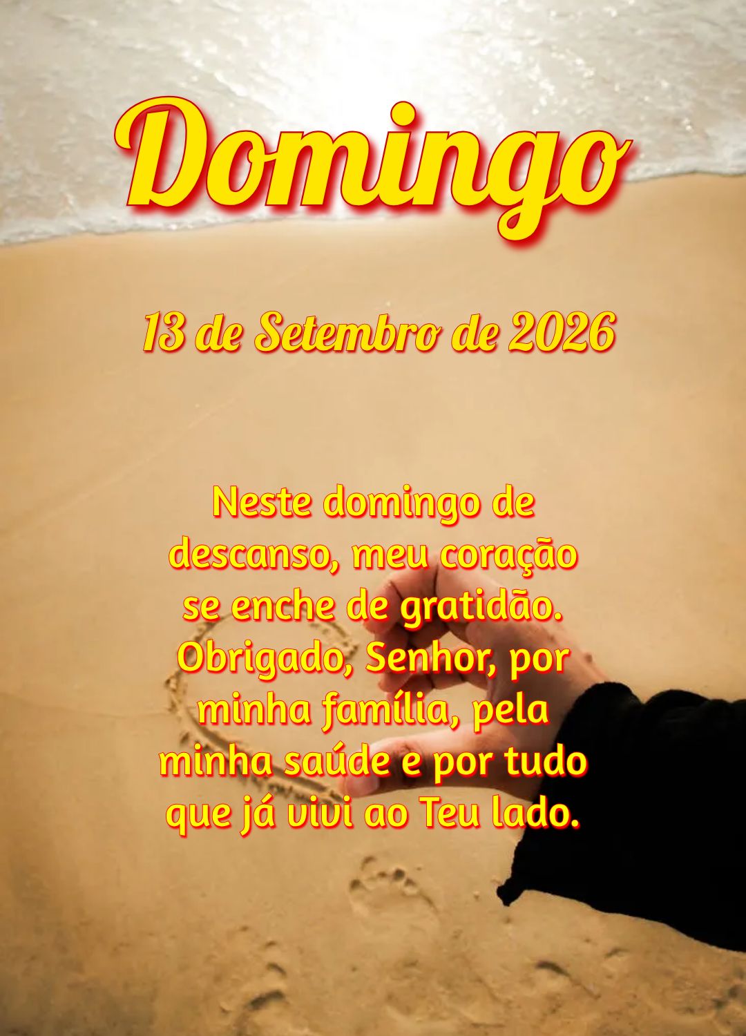 Neste domingo de descanso, meu coração se enche de gratidão. Obrigado, Senhor, por minha família, pela minha saúde e por tudo que já vivi ao Teu la...