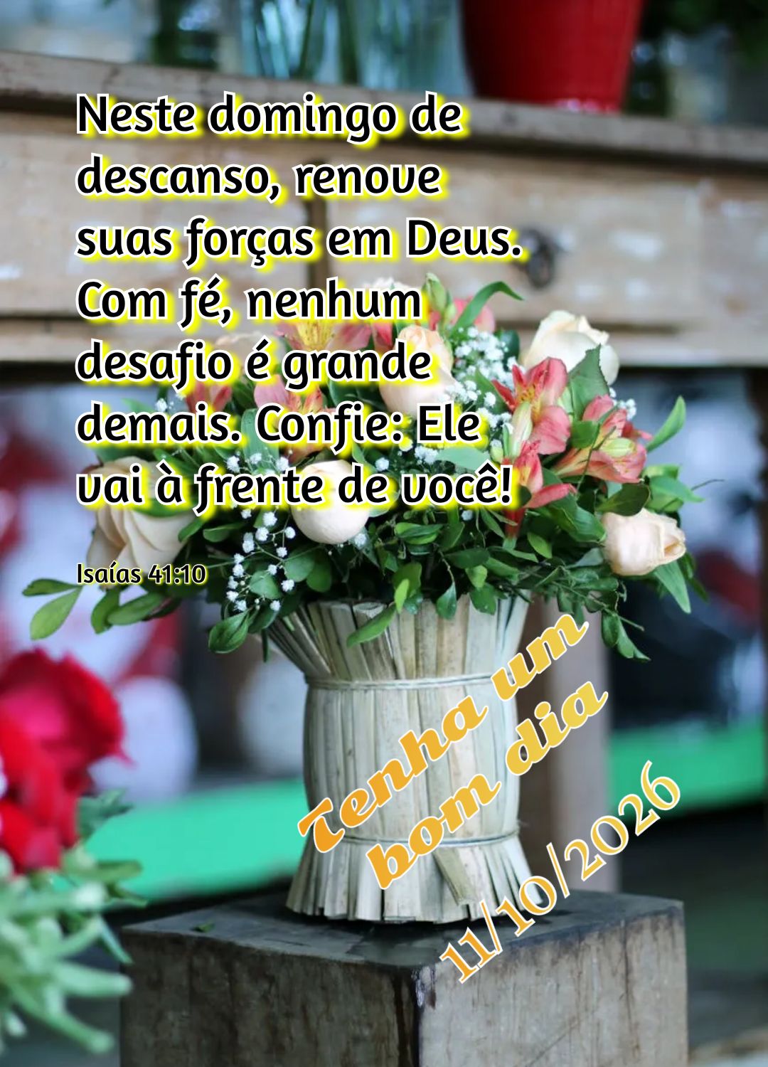 Neste domingo de descanso, renove suas forças em Deus. Com fé, nenhum desafio é grande demais. Confie: Ele vai à frente de você! Tenha um bom dia Is...