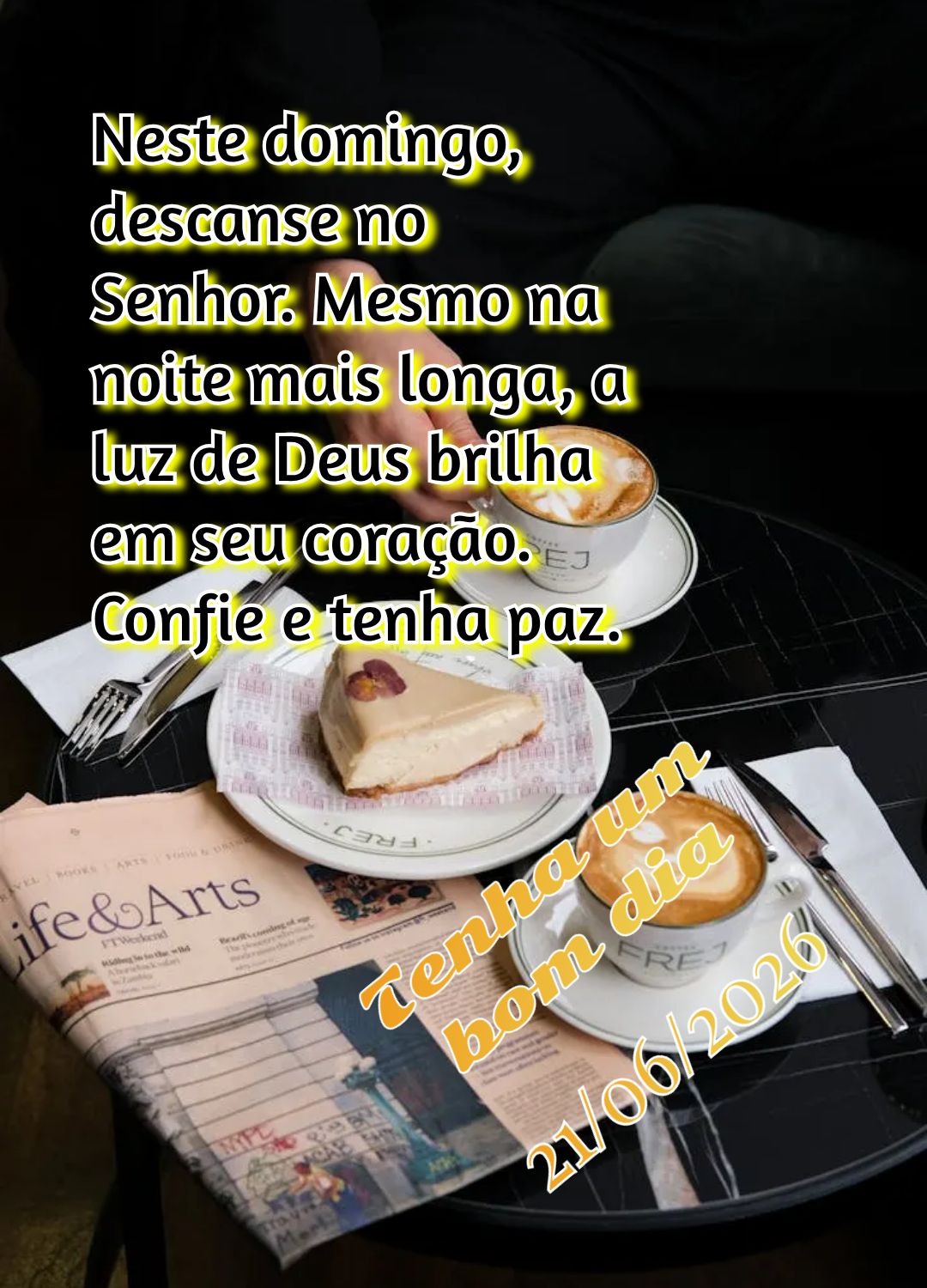 Neste domingo, descanse no Senhor. Mesmo na noite mais longa, a luz de Deus brilha em seu coração. Confie e tenha paz. Tenha um bom dia