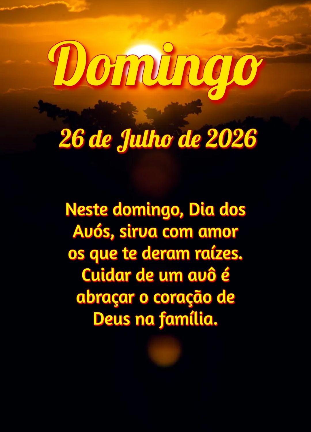 Neste domingo, Dia dos Avós, sirva com amor os que te deram raízes. Cuidar de um avô é abraçar o coração de Deus na família.