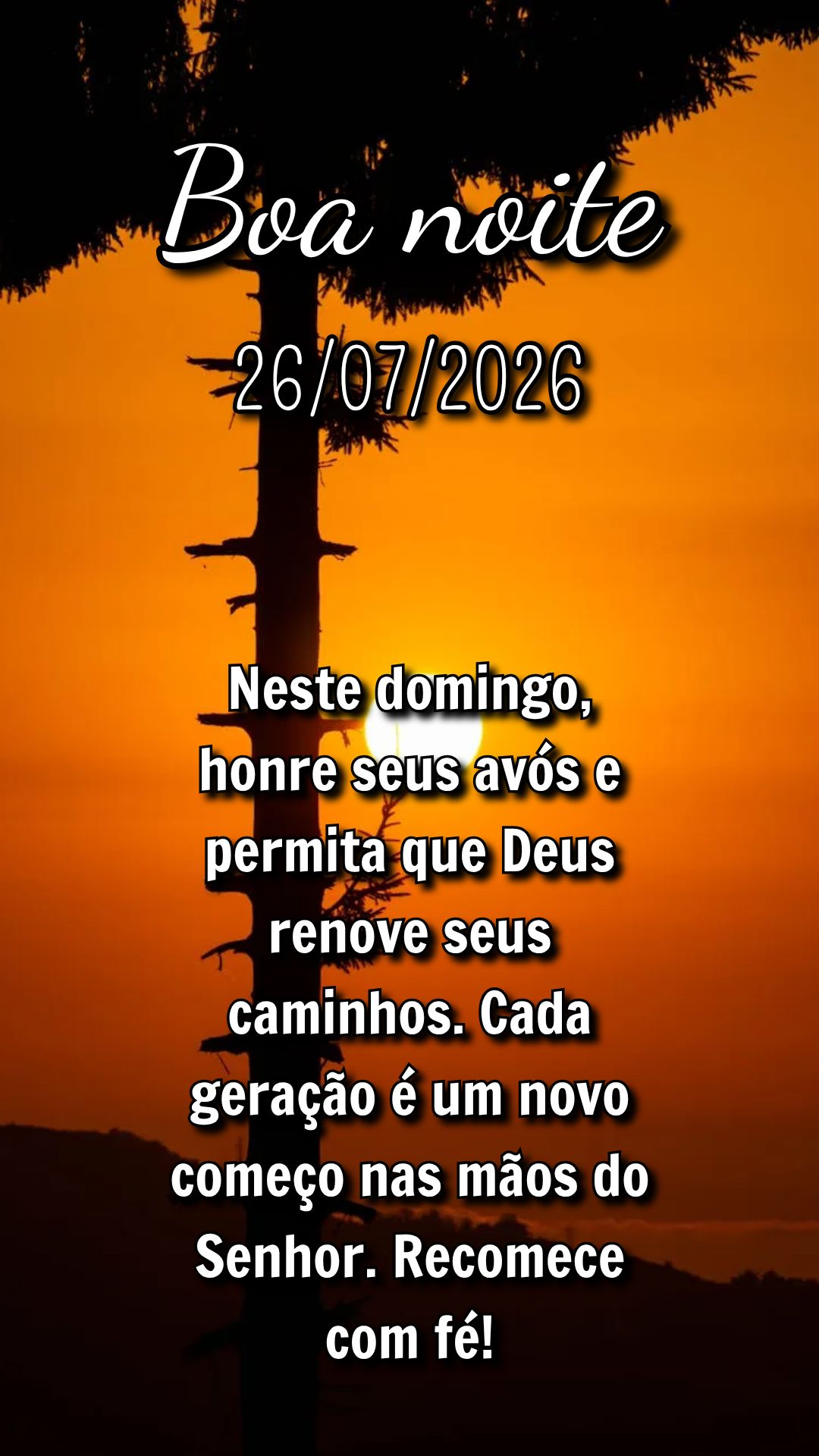 Neste domingo, honre seus avós e permita que Deus renove seus caminhos. Cada geração é um novo começo nas mãos do Senhor. Recomece com fé!