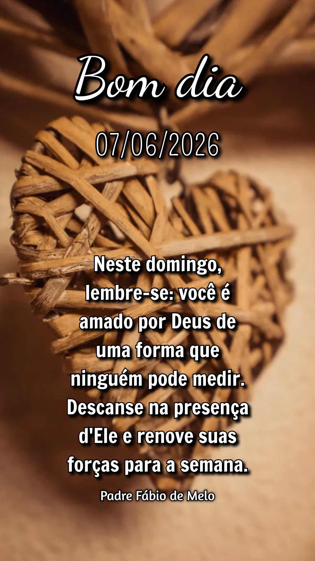 Neste domingo, lembre-se: você é amado por Deus de uma forma que ninguém pode medir. Descanse na presença d'Ele e renove suas forças para a semana. ...