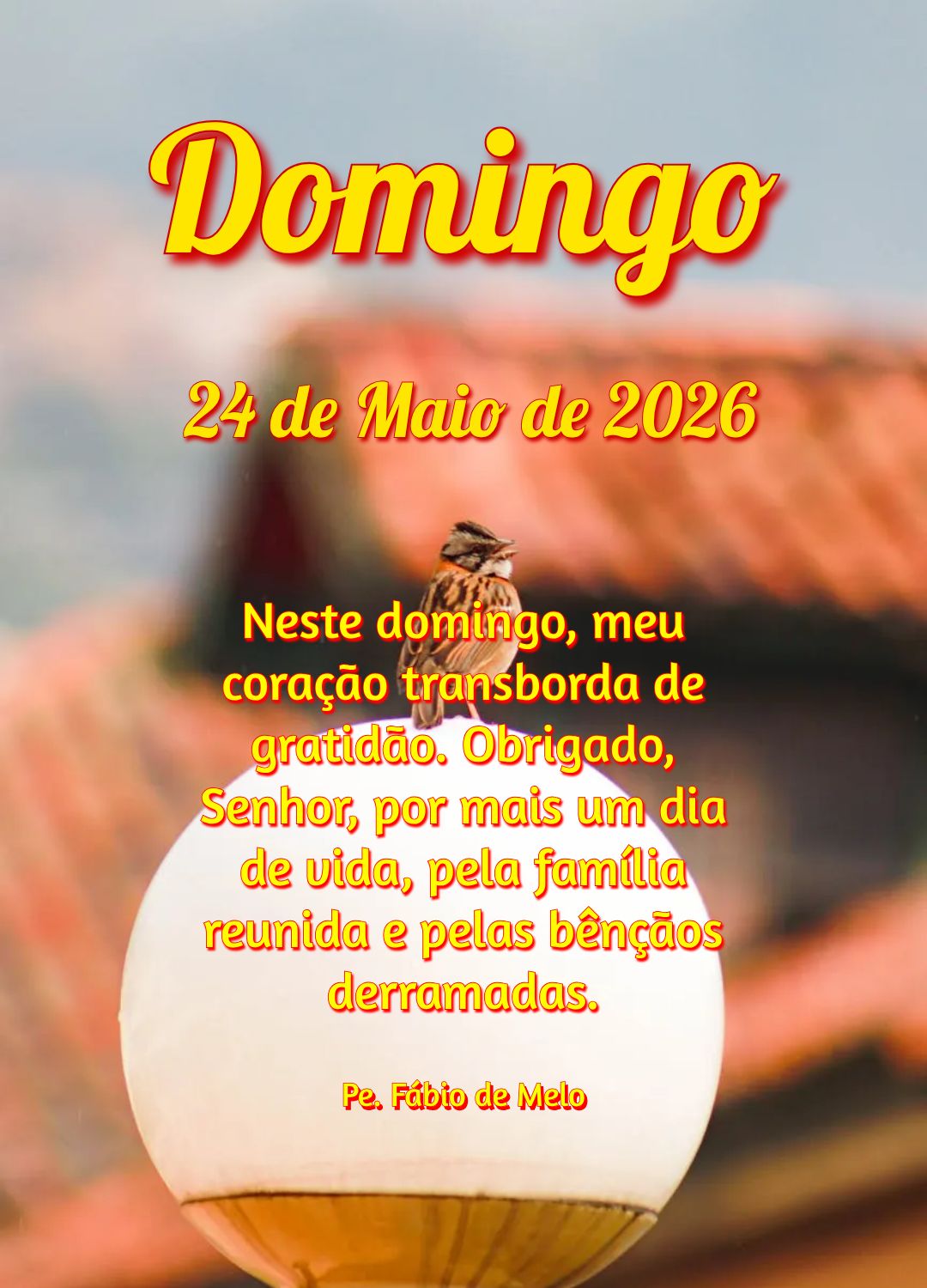 Neste domingo, meu coração transborda de gratidão. Obrigado, Senhor, por mais um dia de vida, pela família reunida e pelas bênçãos derramadas. Pe....