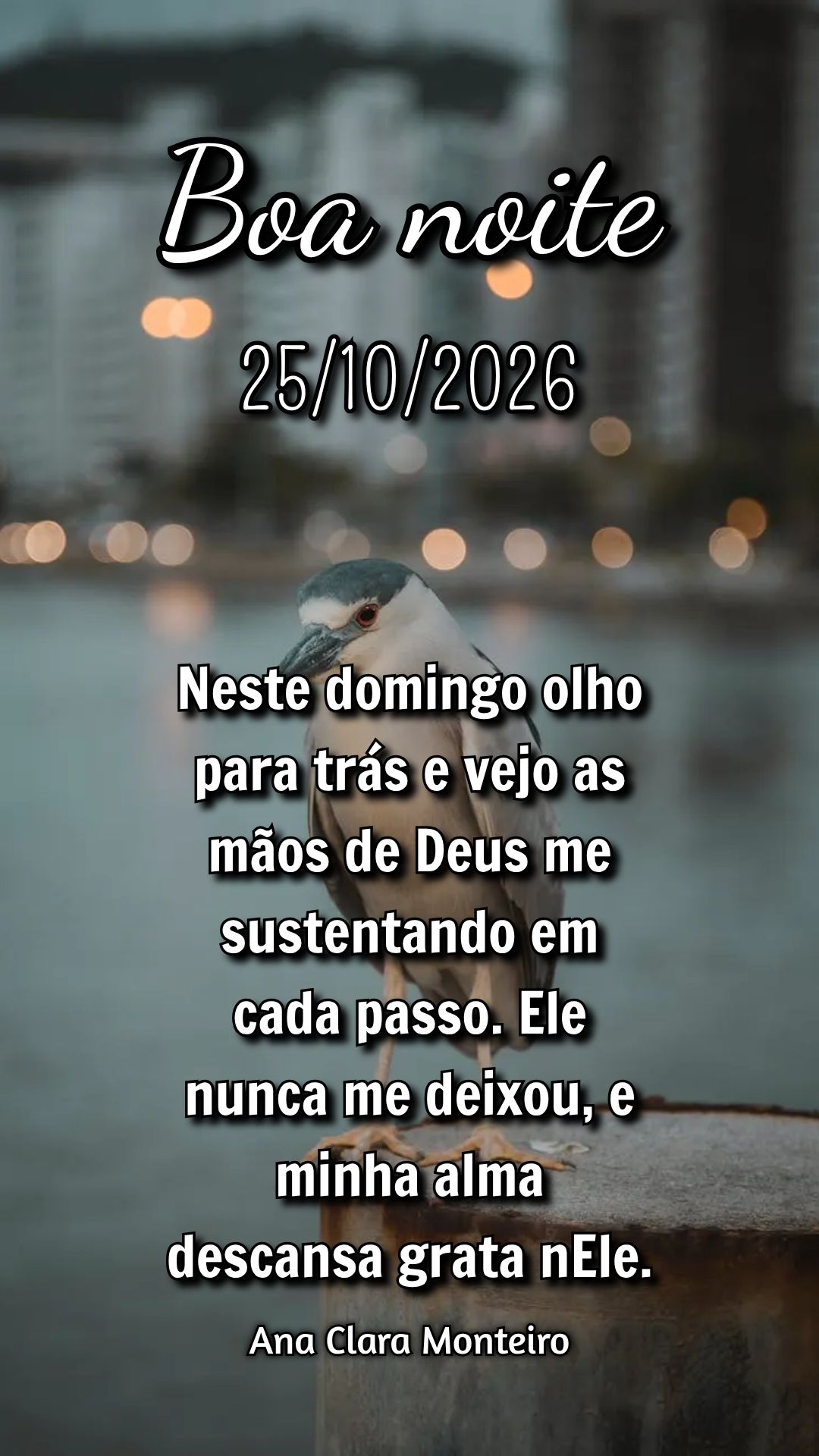 Neste domingo olho para trás e vejo as mãos de Deus me sustentando em cada passo. Ele nunca me deixou, e minha alma descansa grata nEle. Ana Clara Mont...