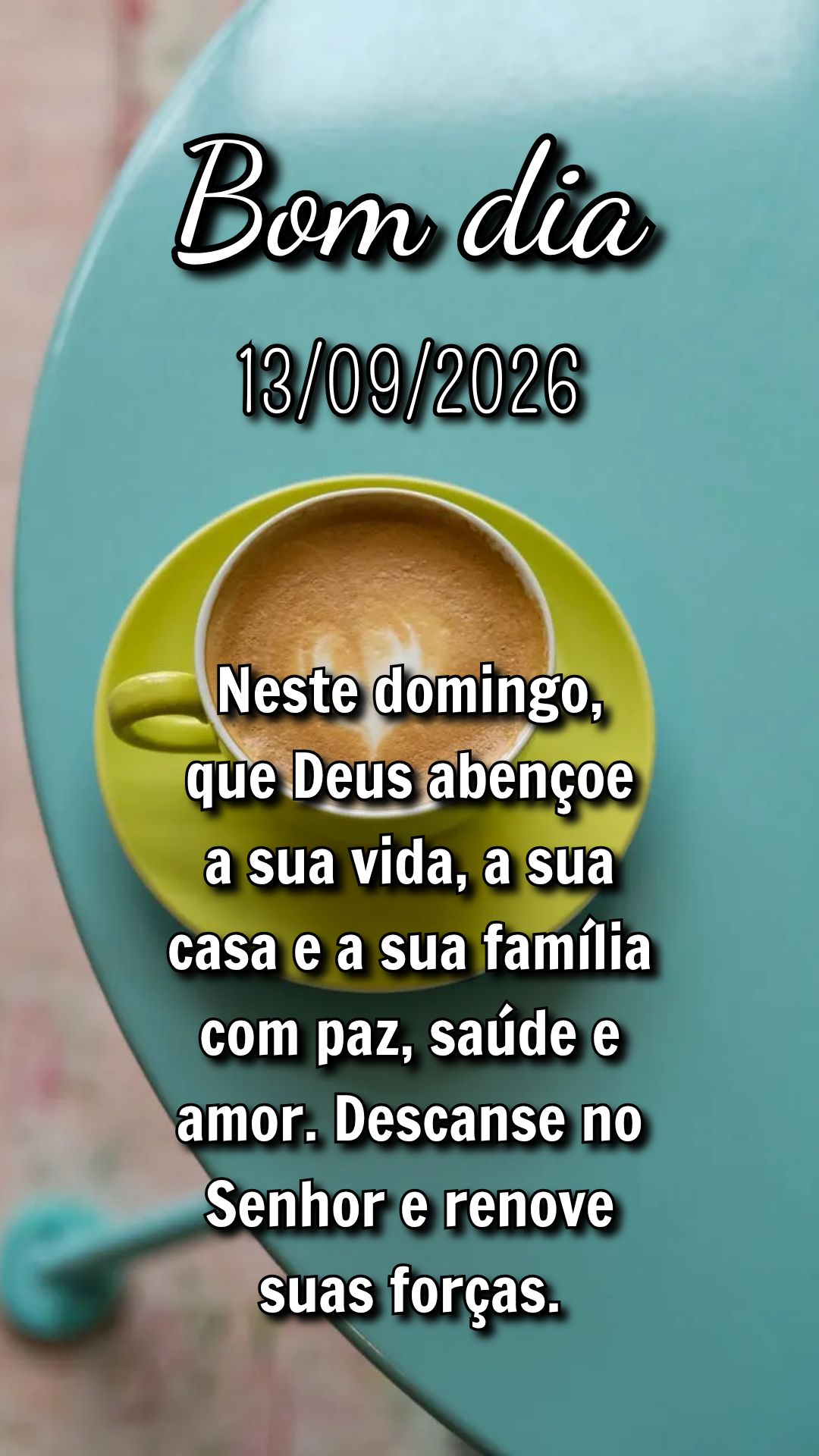 Neste domingo, que Deus abençoe a sua vida, a sua casa e a sua família com paz, saúde e amor. Descanse no Senhor e renove suas forças.